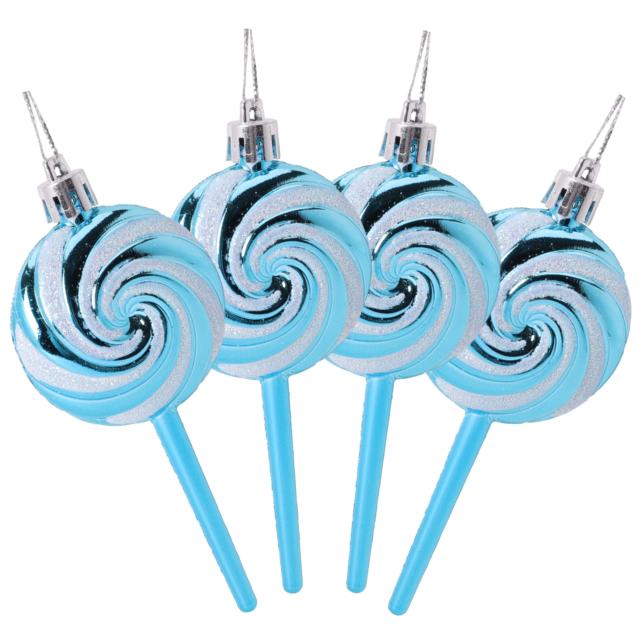 Christmas Concepts Turquoise Christmas Concepts® Pack Of 4-110Mm (4.3") Glittery Festive Lollipop Baubles - Christmas Tree Decorations