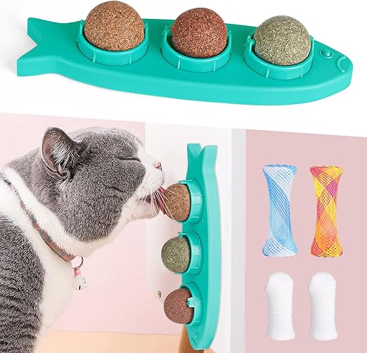 KETIEE Catnip Balls Toy Rotatable Catnip Edible Wall Ball Kitten