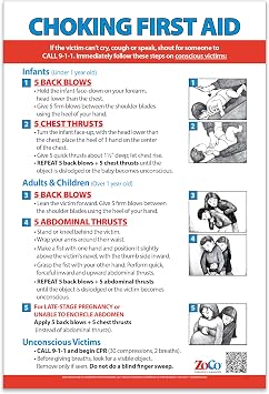 ZOCO - Choking First Aid Posters 5-Pack ZOCO - Choking First Aid Poster 5-Pack - Updated Choking Rescue Guidelines - Laminated 12x18 - Heimlich Maneuver Instructions for Infants Children & Adults