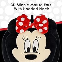 Vista 3 de FUL Disney Minnie Mouse - Almohada de cuello con capucha y orejas 3D, accesorios de viaje para avión, automóvil y oficina, cómoda y transpirable