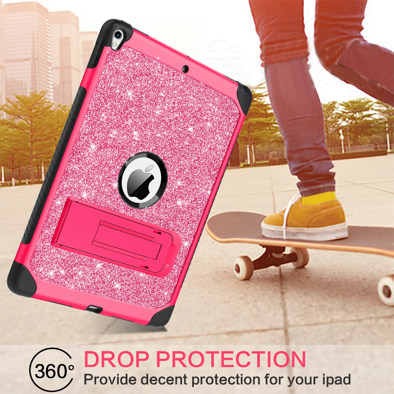 BENTOBEN For IPad Air (3rd Gen) 10.5" 2019 Case, IPad Pro 10.5" 2017 Case,Glitter Sparkly 3 Layers Heavy Duty Shockproof Protective Hybrid Hard PC TPU Bumper Kickstand Kids IPad Air 3 Cover