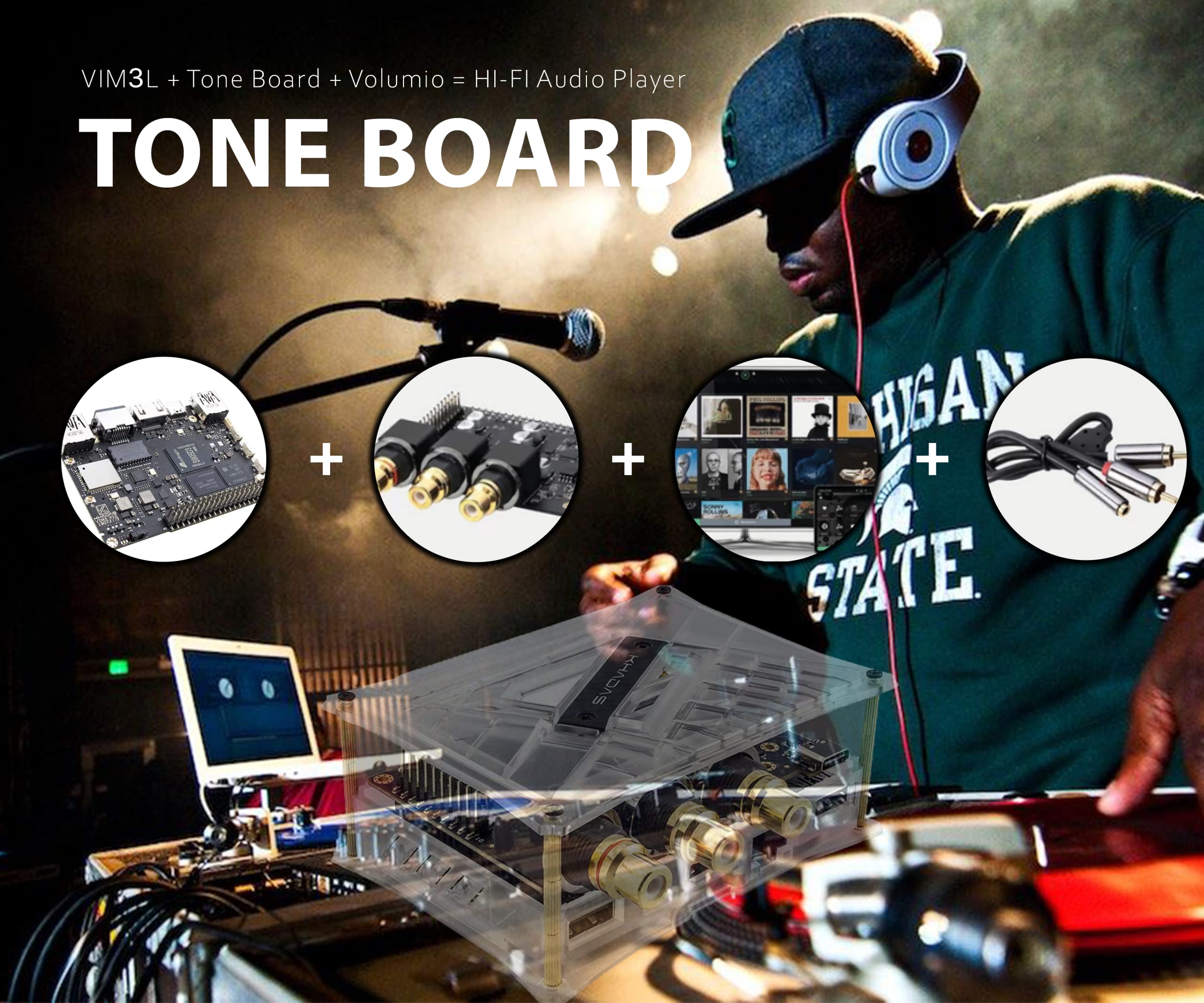 Khadas Tone1 Schede Audio Interne,ES9038Q2M DAC Audio Portatile Stereo, 32 bit /384KHz,120dB SNR, XMOS XU208 Micro-Controller Multi-Core RISC,Scheda Audio ad Alta Risoluzione per PC,(VIMS Edition)