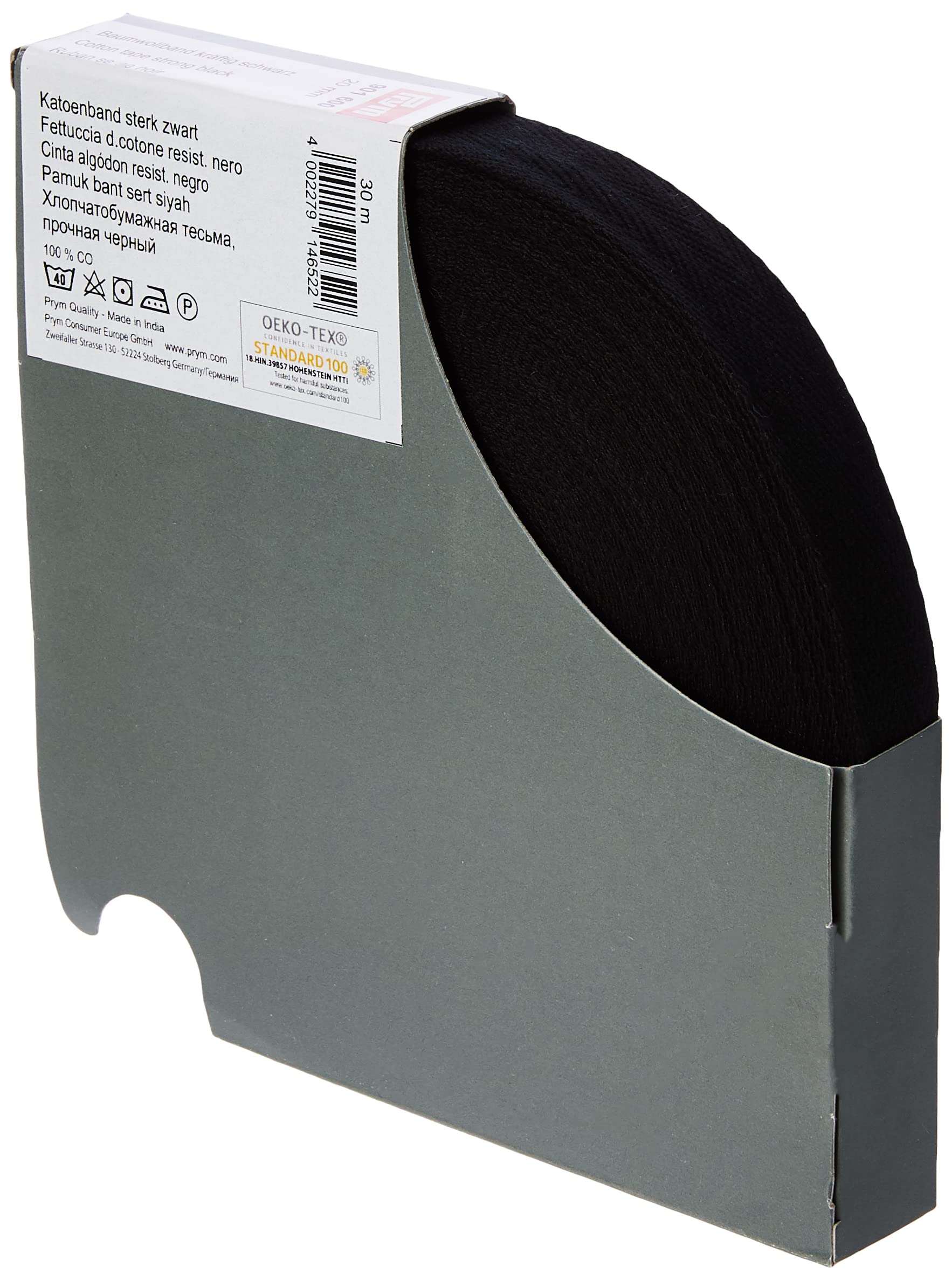 Prym 20Mm Strong Cotton Herringbone Tape - Per Metre Black