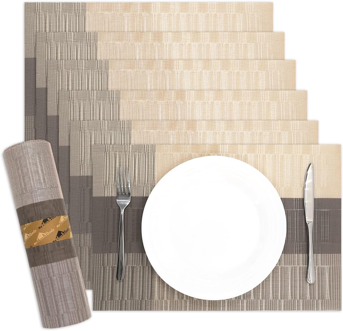 myHomeBody Vinyl Plastic Placemats, Wipeable Placemats, PVC