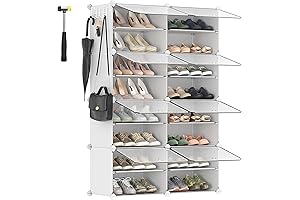 SONGMICS Closet Organizer Shelves, Foldable Cloth Storage Container System for Closet Wardrobe...