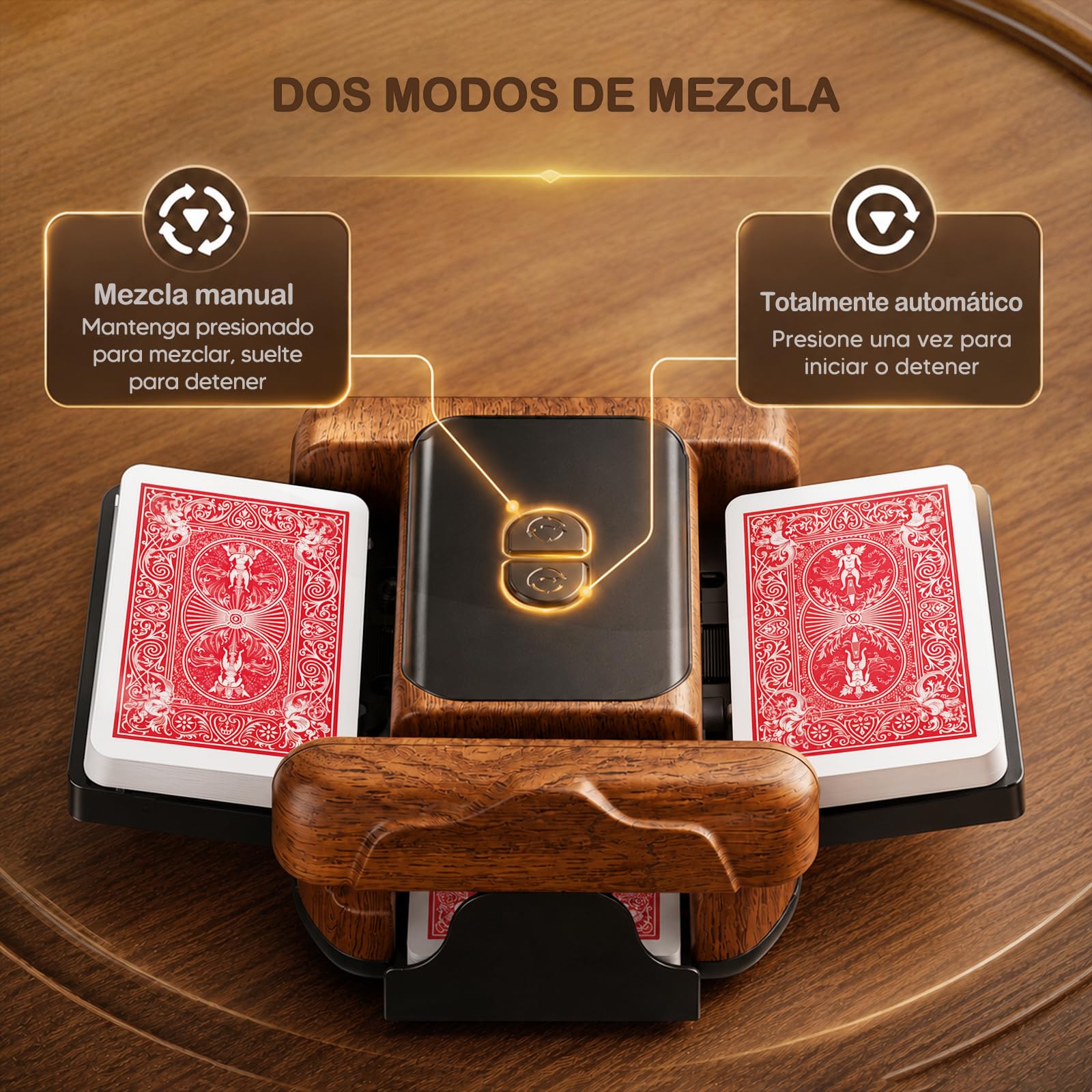 Mélangeur de Cartes Automatique Électrique pour 1-2 Jeux, 2600mAh USB Rechargeable mélangeur de Carte pour UNO Poker Skyjo Blackjack Texas Hold'em, Portable Mélange Silencieux et Rapide, Auto/Manuel