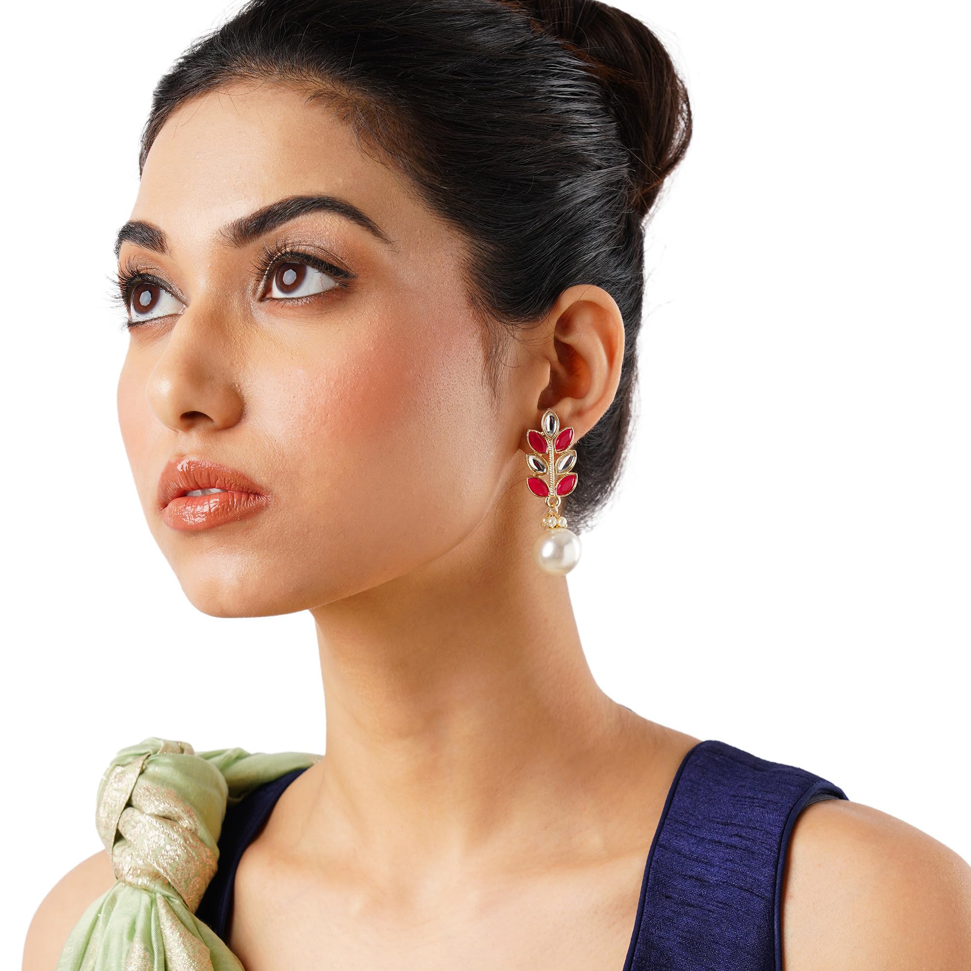 Ethnic Pearl Drop Earrings - Dangle Jhumka Twist