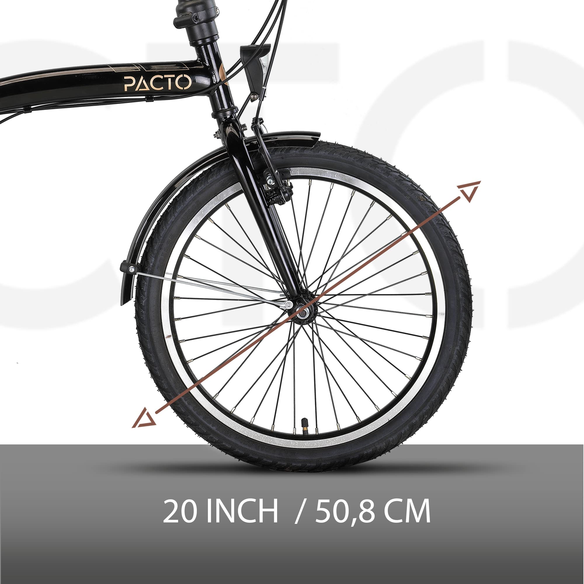 PACTO Eleven Vélo pliable de 20 pouces de haute qualité 27 cm Cadre en acier Shimano Nexus 3 vitesses, vélo de ville pliable facile à plier en 10 secondes, vélo pliable V-Brakes pliable