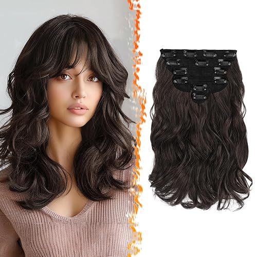 BARSDAR Wavy Clip in Hair Extensions - 12 Inch Dark
