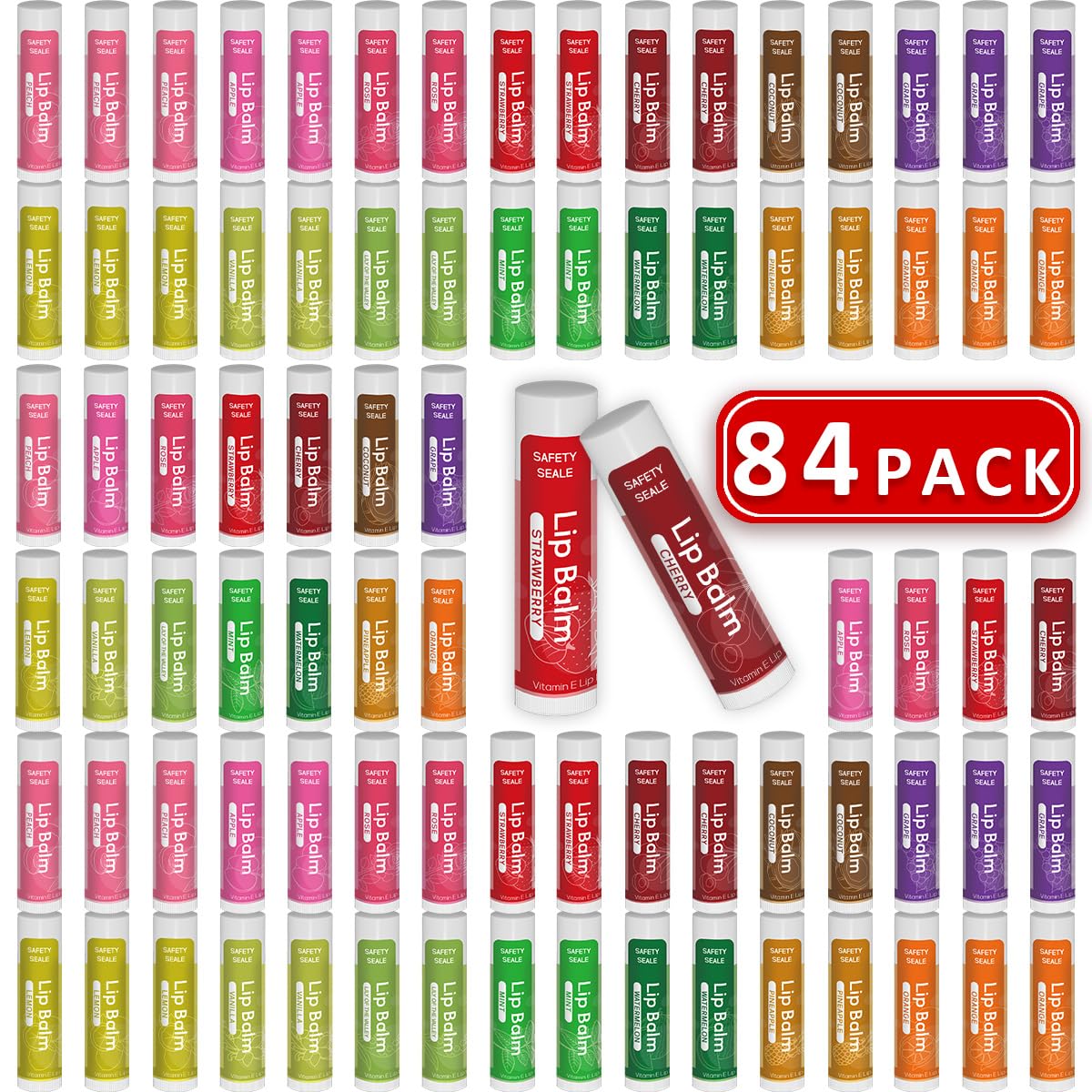 Paquete de 84 bálsamos labiales naturales a granel con vitamina E y aceite de coco para el día de San Valentín, la mejor opción, hidratante, calmante y reparadora de labios secos y agrietados, 14