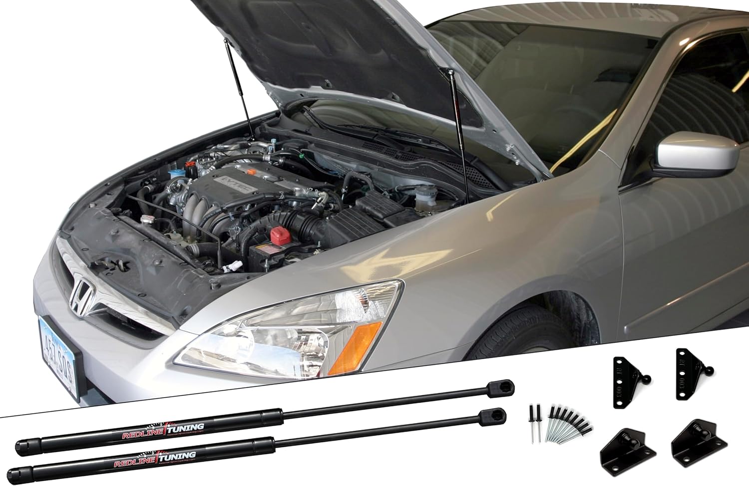 Redline Tuning 21-18002-02 Hood Quicklift Plus System Compatible with Honda Accord 2003-2007 (All Black Components)