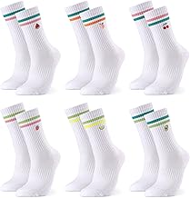 Utensilsto 6 Paar Tennissocken Damen & Herren 38-42 Sportsocken Weiß Socken mit Fruchtmuster Tennis Sport Socken Crew Socks Laufsocken Arbeitssocken