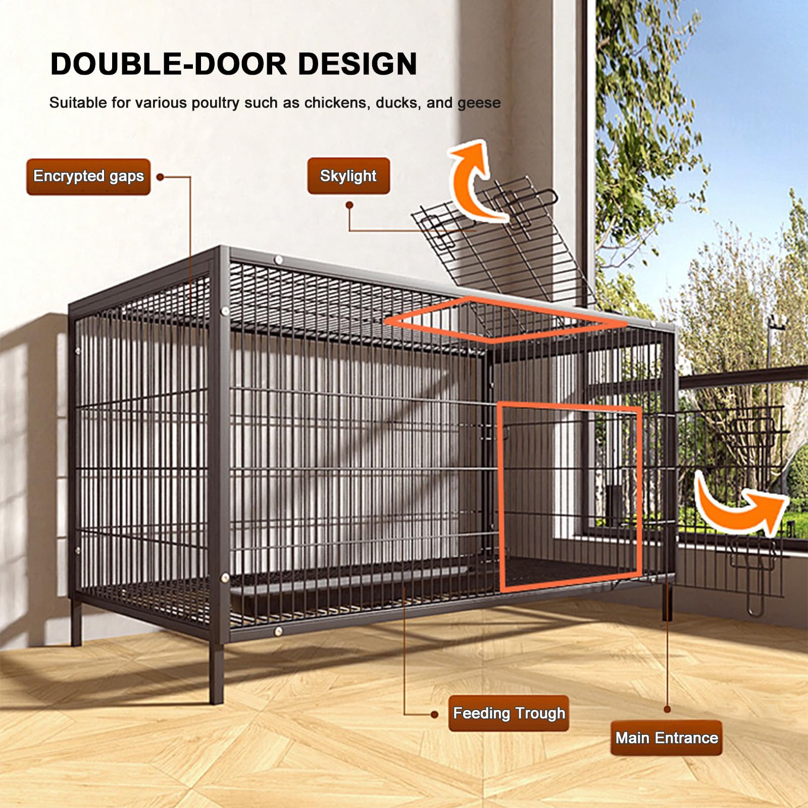 Gallinero Exterior De Metal para Jardín, con Puerta con Cerradura Y Techo Impermeable, con Capacidad para 6 A 15 Gallinas; Fácil Montaje. Jaula Exterior para Aves De Corral, Patos Y Black 140×60×65cm