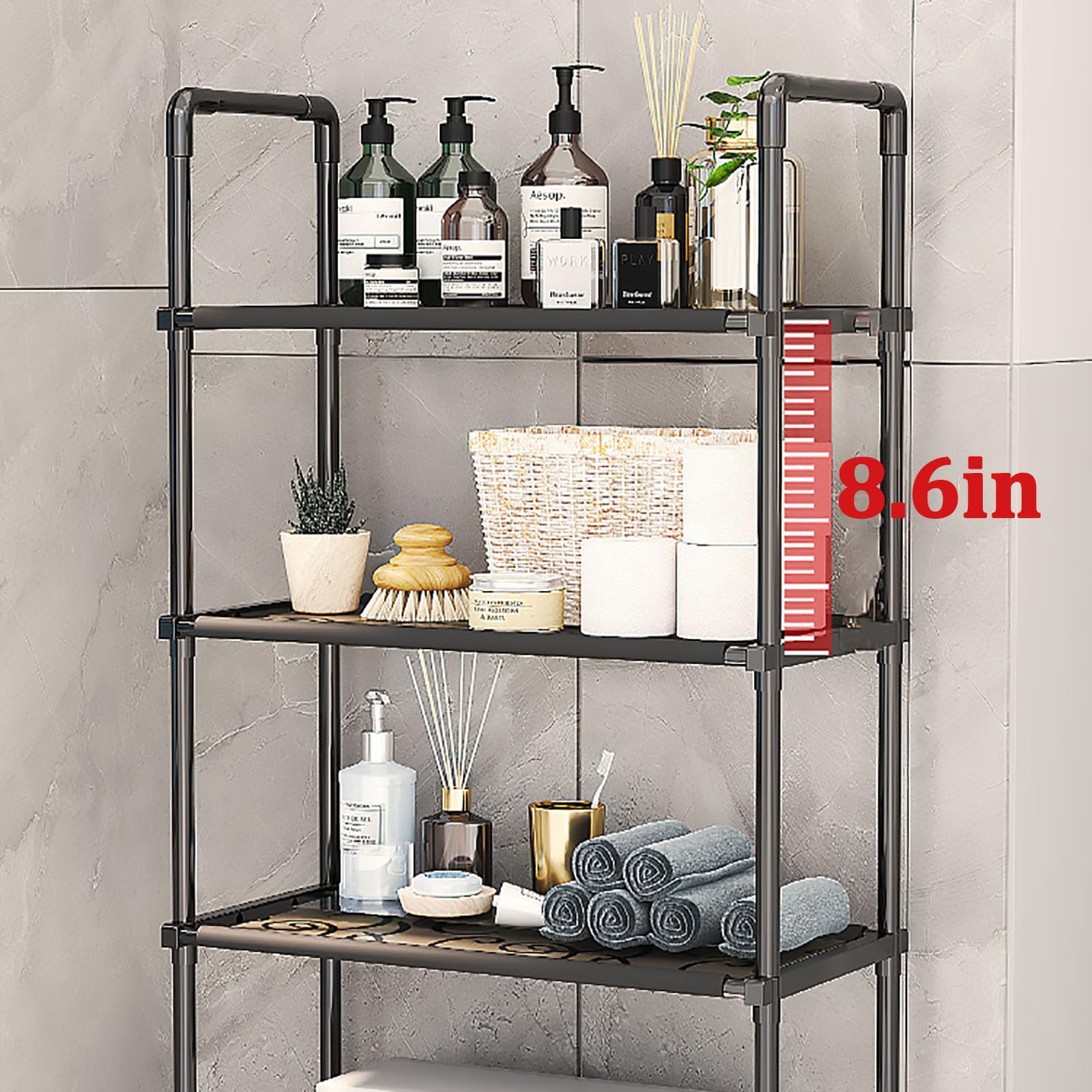 Genérico Estante de Almacenamiento de Acero Inoxidable sobre el Inodoro: Organizador Independiente de 3 Niveles para artículos Esenciales de baño, Estante para Inodoro Que Ahorra Espacio, Elegante di