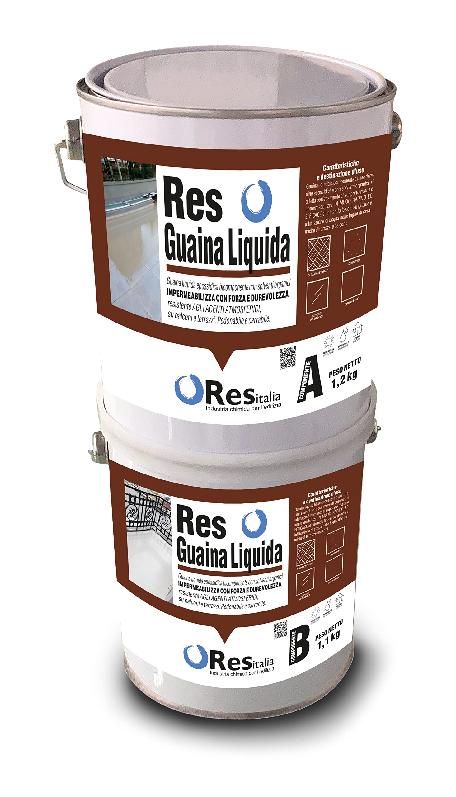 Peinture toit imperméable bicomposant rouge A+B étanchéité de 15m²