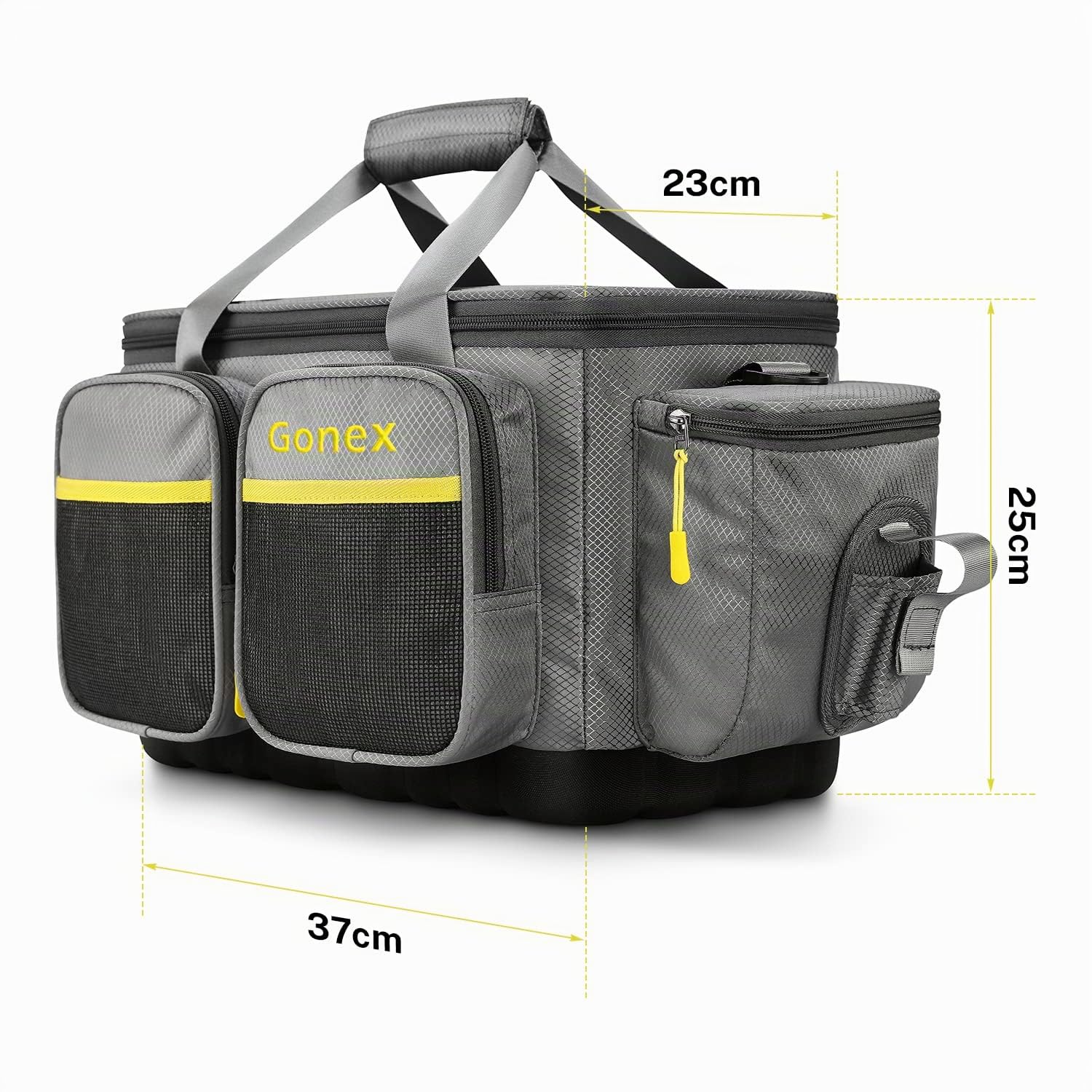 Gonex Bolsa de Pesca Impermeable de poliéster con Correa de Hombro Acolchada y Base Antideslizante, Adecuada para 3600 3700 Tackle Box (Gris)