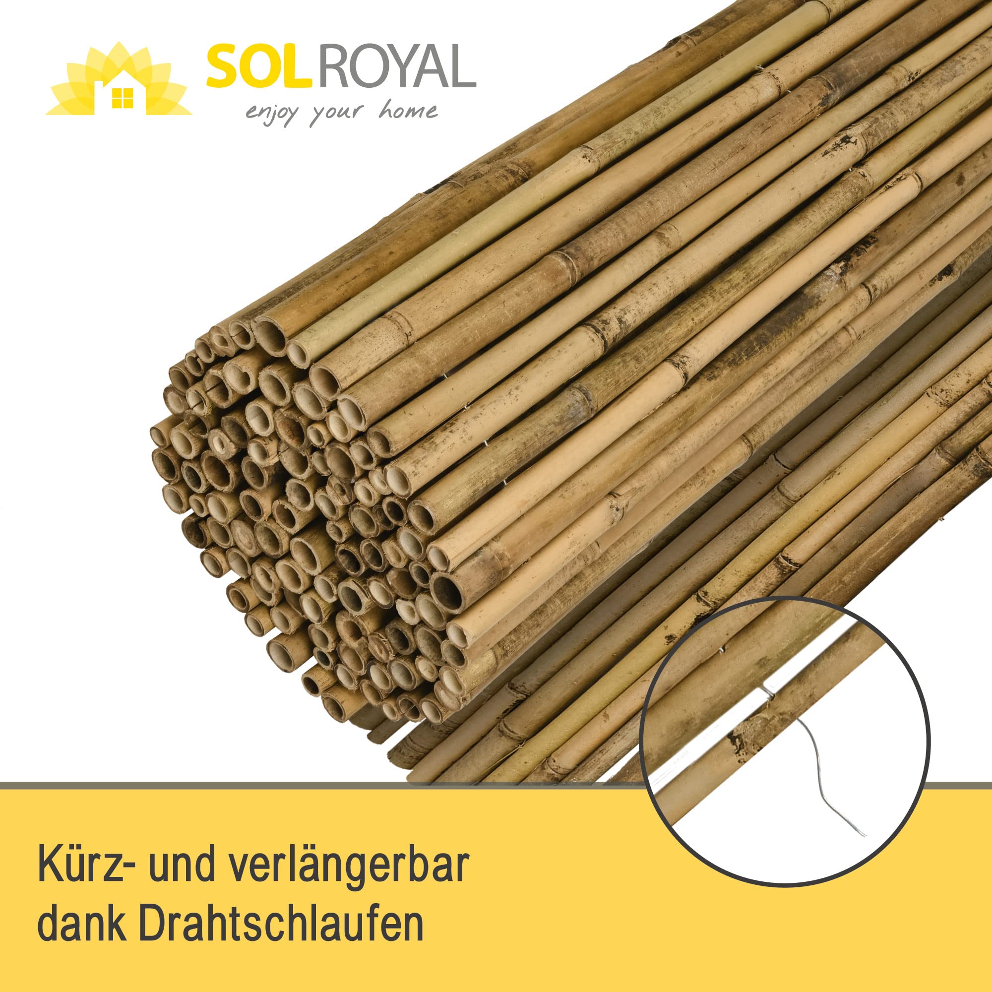 Sol Royal Bambus Sichtschutz Zaun 180x250 cm SolVision B38 - langlebiger & witterungsbeständiger 100% Bambus FSC® Sicht Schutz Indoor & Outdoor für Balkon, Terrasse, Garten - Windschutz & Sonnenschutz