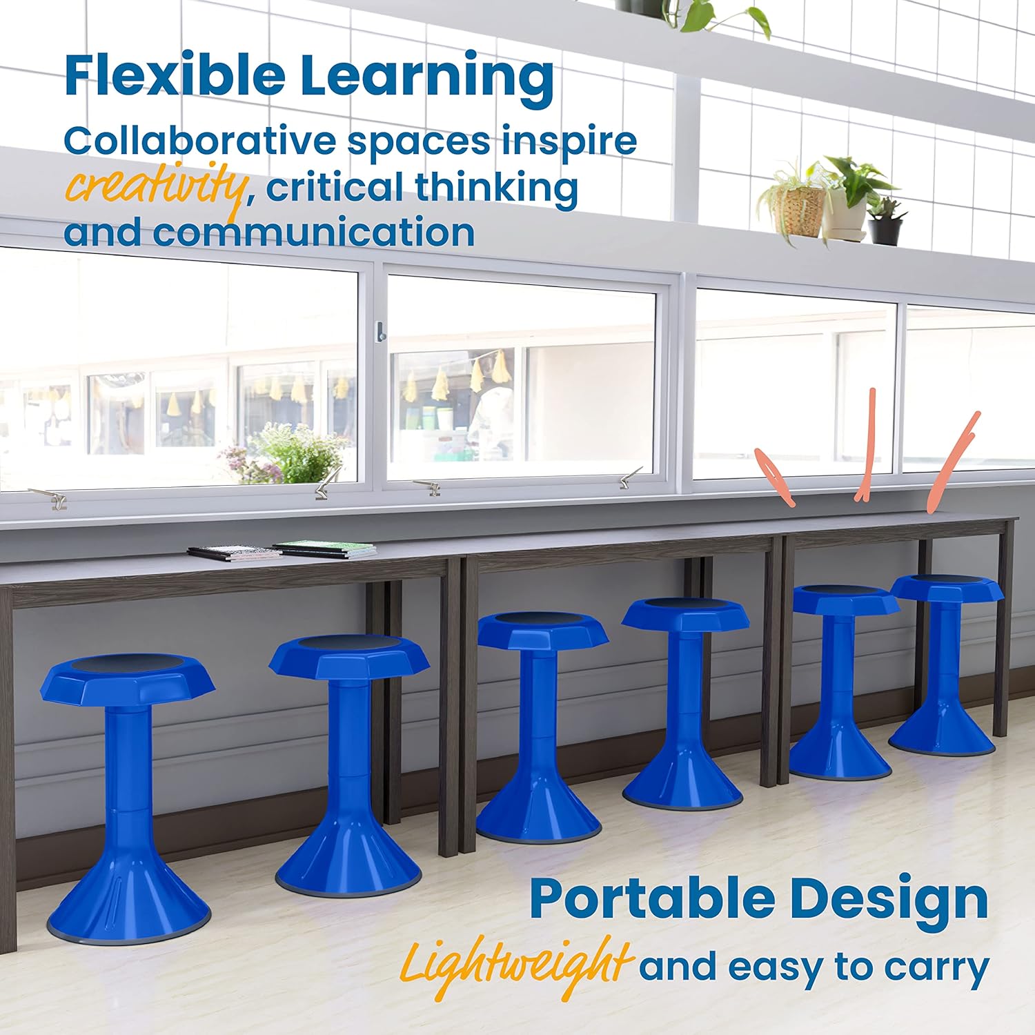 ECR4Kids ACE Active Core Engagement Wobble Stool, 20-Inch Seat Height, Flexible Seating, Blue