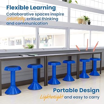 ECR4Kids ACE Active Core Engagement Wobble Stool, 20-Inch Seat Height, Flexible Seating, Blue | Durable plastic, GREENGUARD Gold Certified, 13 years +, 220 lb capacity, fully assembled, flexible seating for classroom use