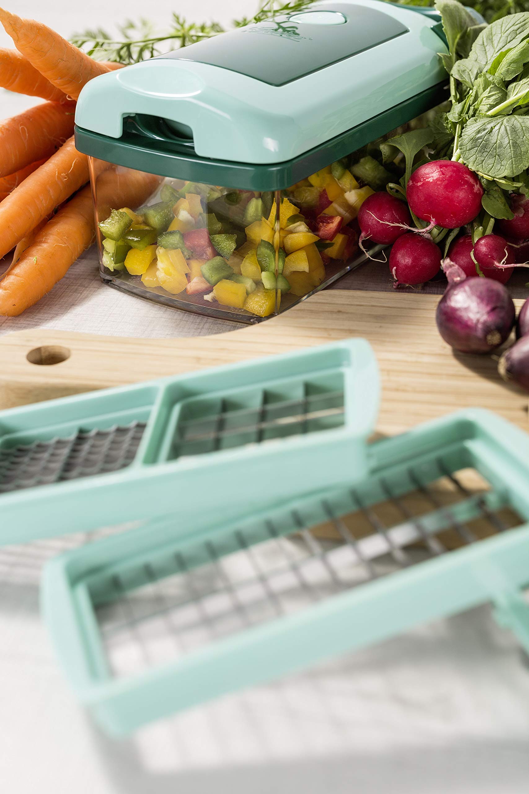 Genius Nicer Dicer Fusion Julietti | 16 części | uniwersalna krajalnica | w zestawie krajalnica, 26,5 x 11,5 x 14,5 cm, miętowa zieleń