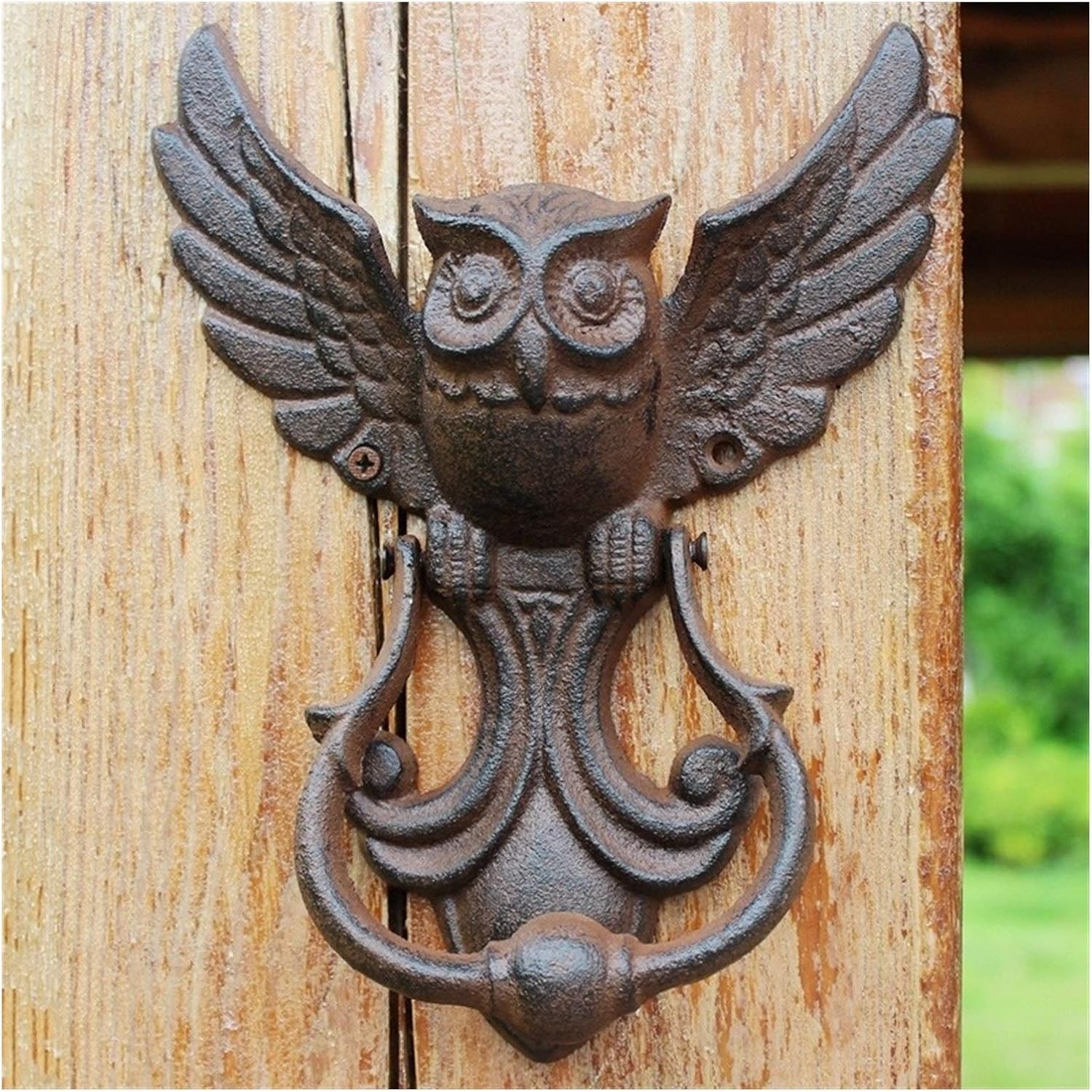 Zhaoqin Owl Door Knocker Door Knockers Iron Knocker Crafts Vintage Door Knocking Antique Door Handle Garden Home Wall Decoration(Owl)