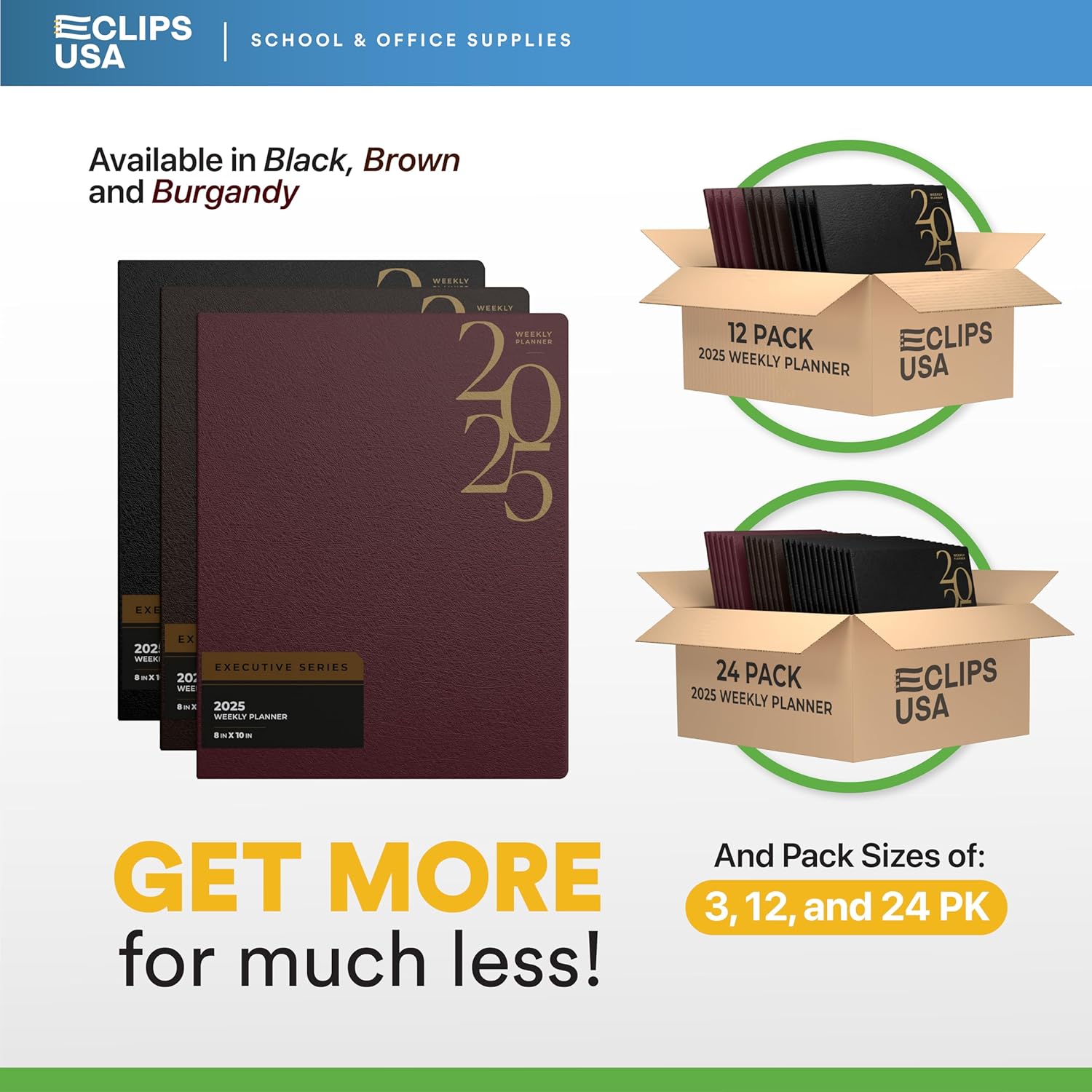 Weekly Planner 2025 Weekly Planner 2025 Planner weekly And Monthly 8” x 10” Pages 6 Black 3 Brown 3 Burgundy (12 Pack 8 X 10)