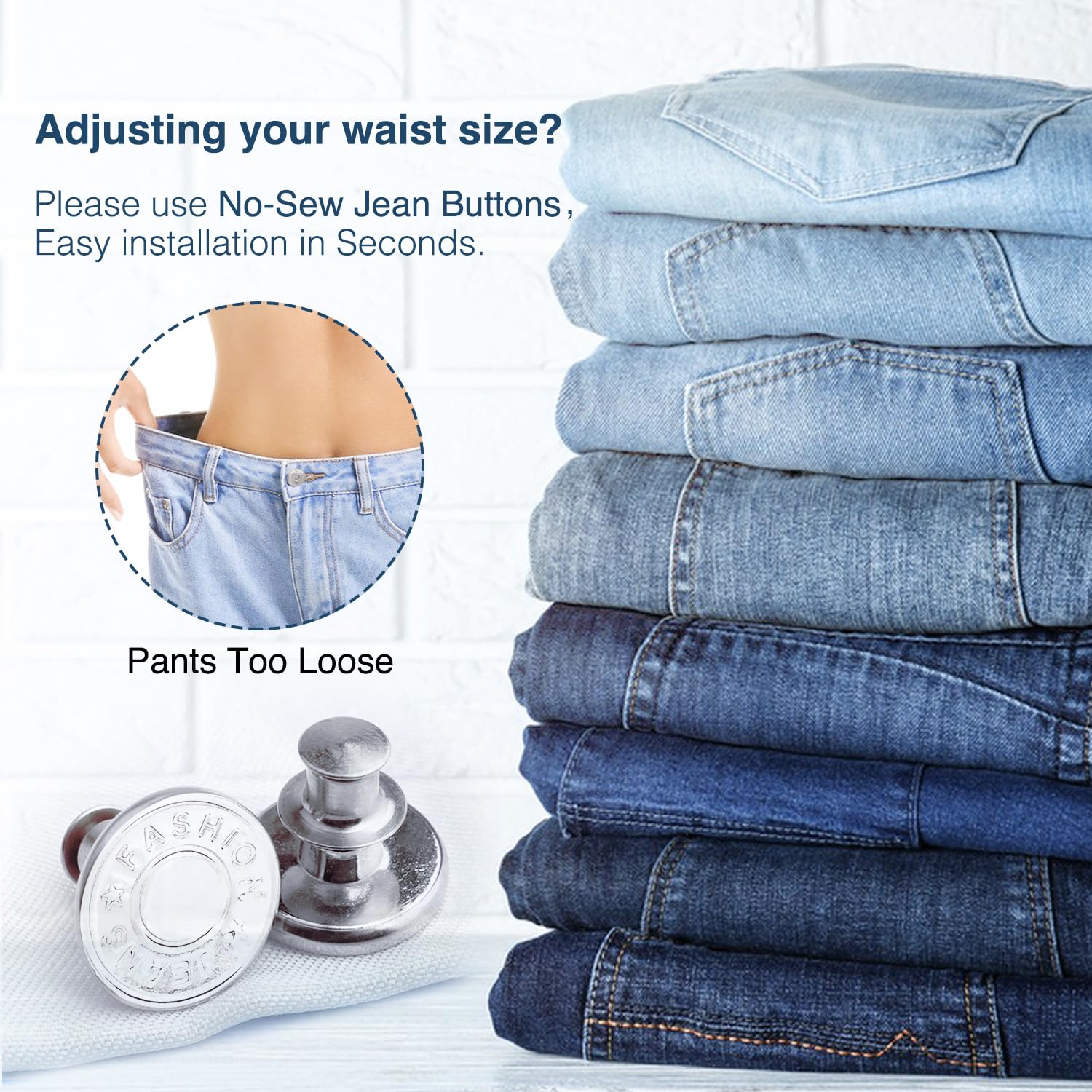 Boutons De Jeans Sans Couture - 12 Pièces, 17 Mm, Argent - Pour Resserrer Ou élargir La Taille, Remplacement Facile, Réutilisables - 5