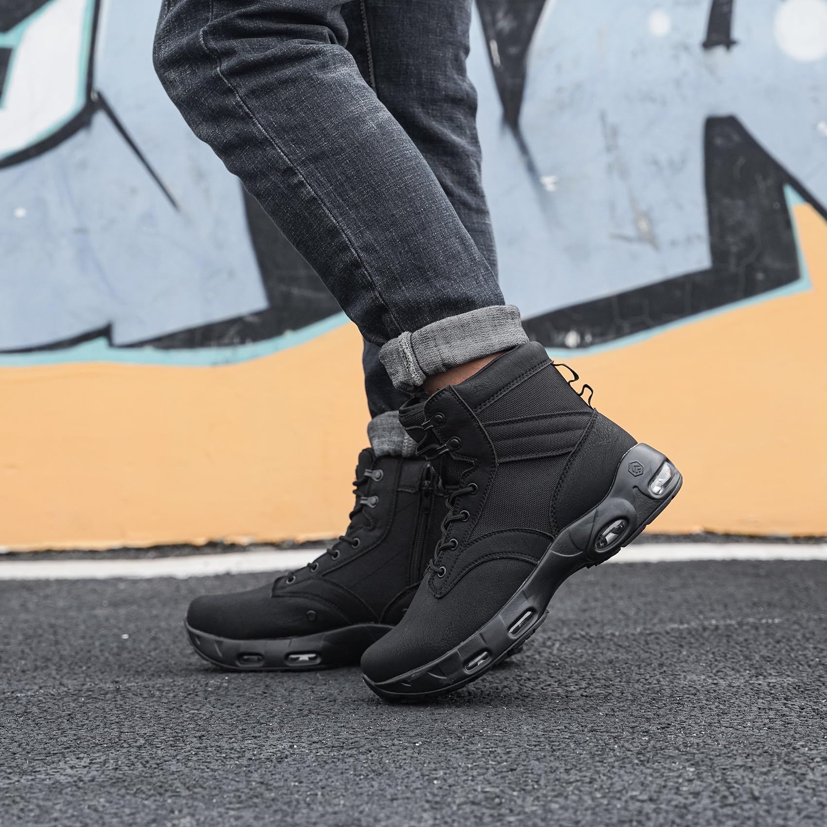 Lugz Men's Stagger Hi Slip-Resistant Work Shoe, Black, 10.5 M US