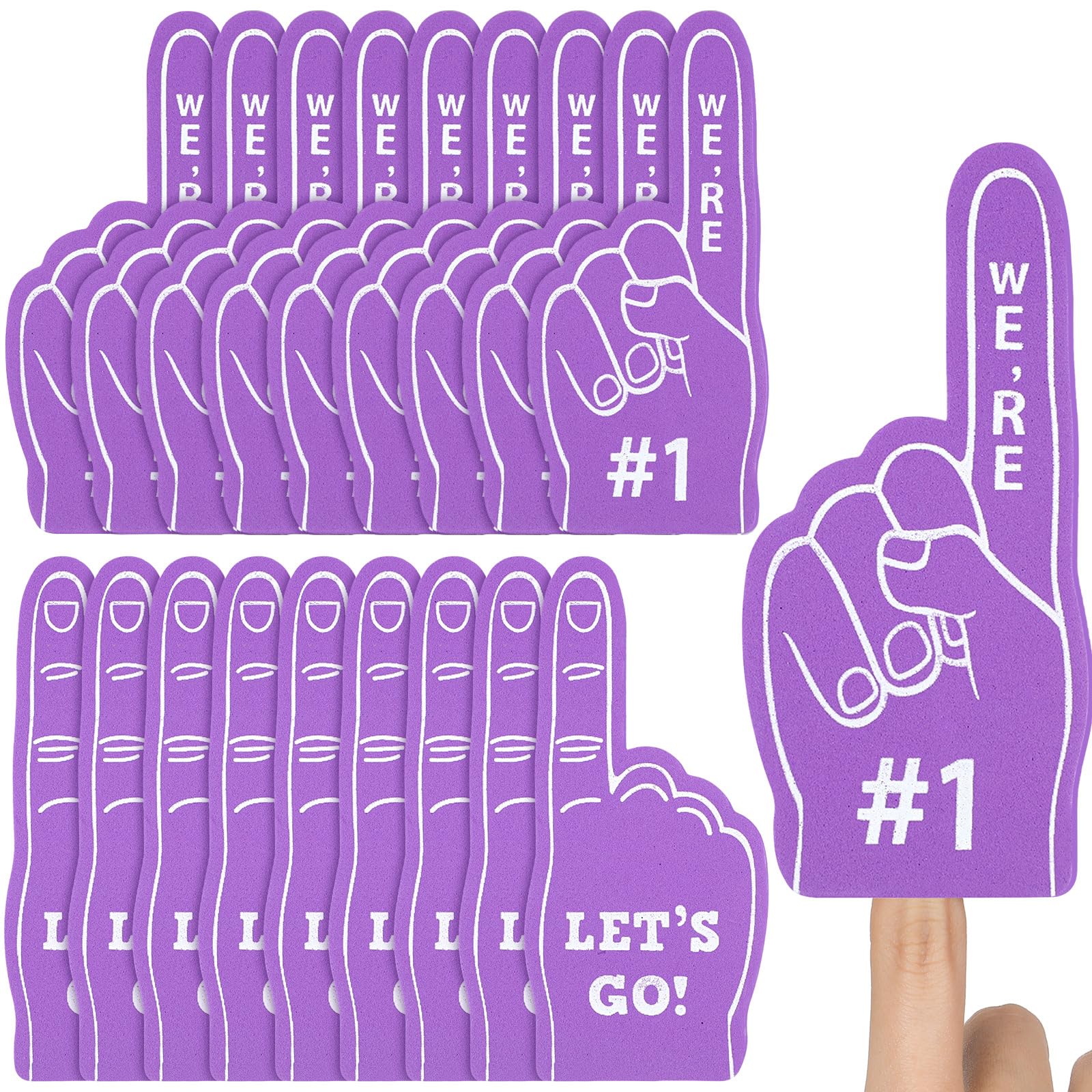 Sinmoe 36 Pcs Mini Foam Finger Baseball Fan Mini Foam Finger We're # 1 Sports Party Supplies for Hockey Football Basketball Events Team Gifts Sporting