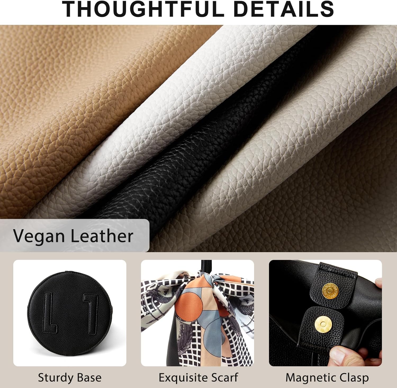 Bucket Bags for Women,Mini Crossbody Bag with Removable Shoulder Straps,Vegan Leather Handbags,Cartera de Mujer - Image 3