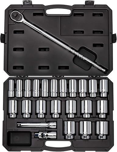 Miniatura 10 de TEKTON SKT35204 - Juego de llaves y trinquete de 6 puntos, 27 piezas (0.748-1.969in)