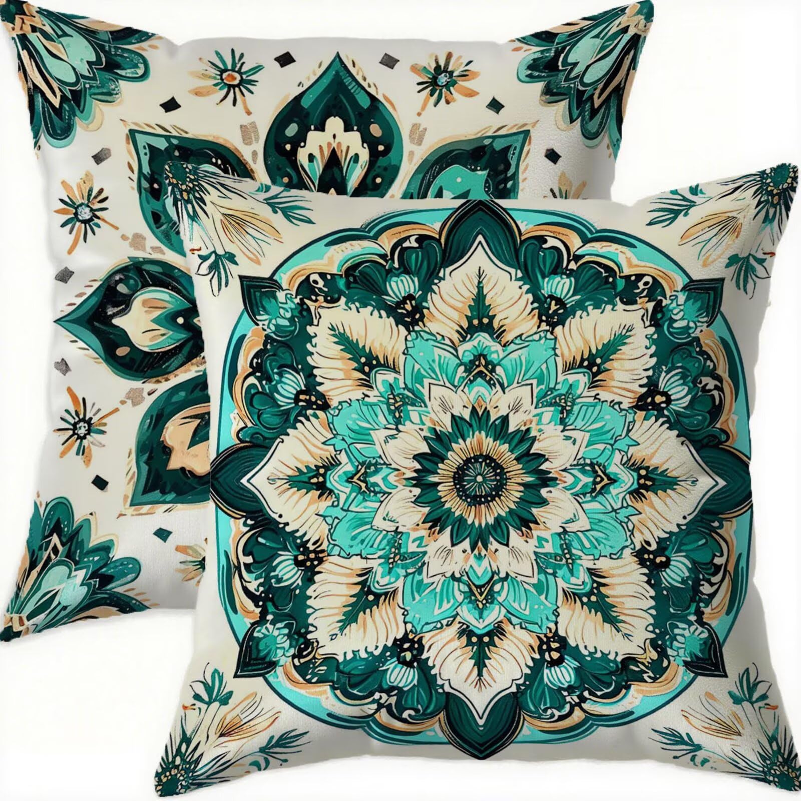 Housse de coussin 60x60 antitache en velours turquoise pour simplifier l'entretien
