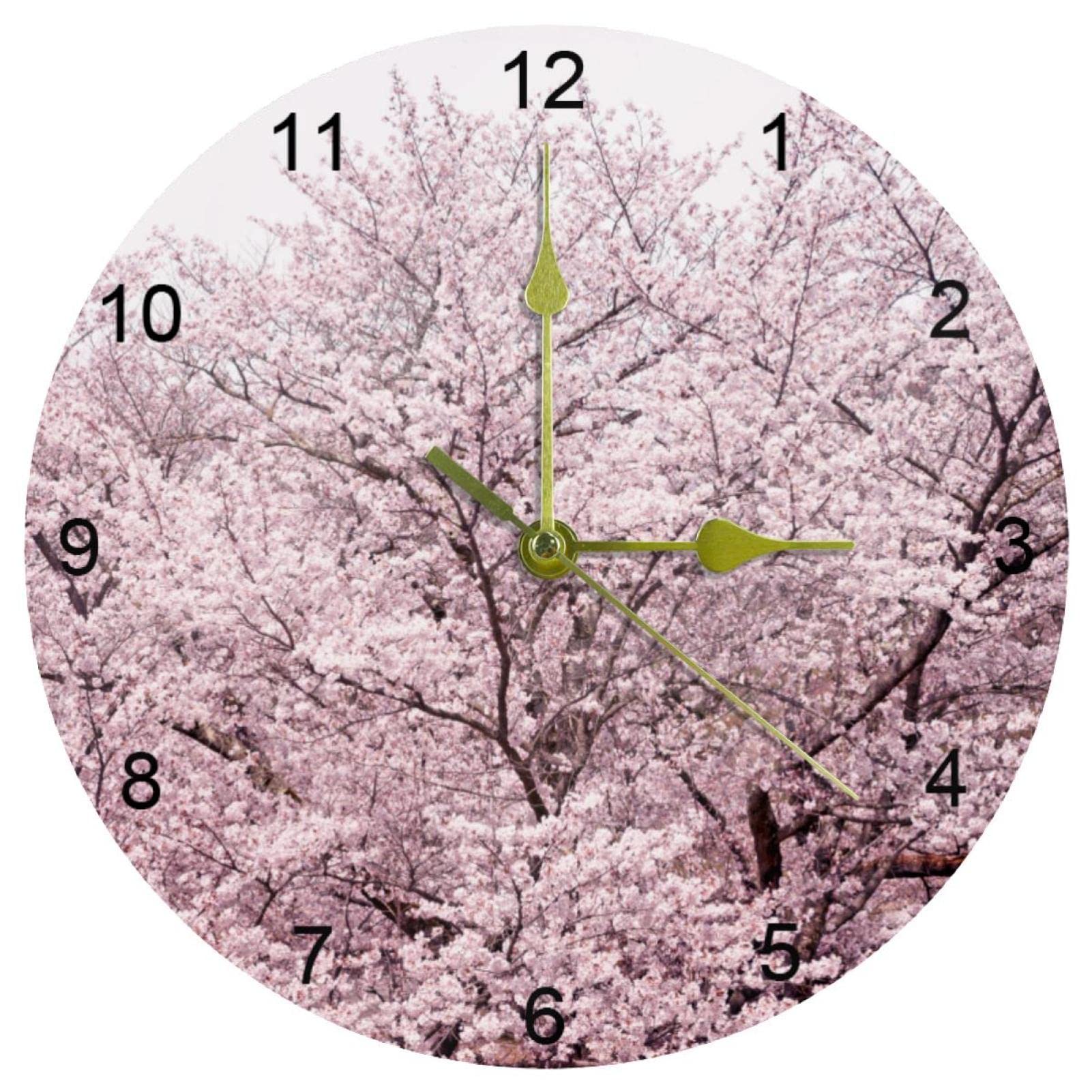 Horloge murale cerisier de 25 cm avec chiffres arabes pour la cuisine