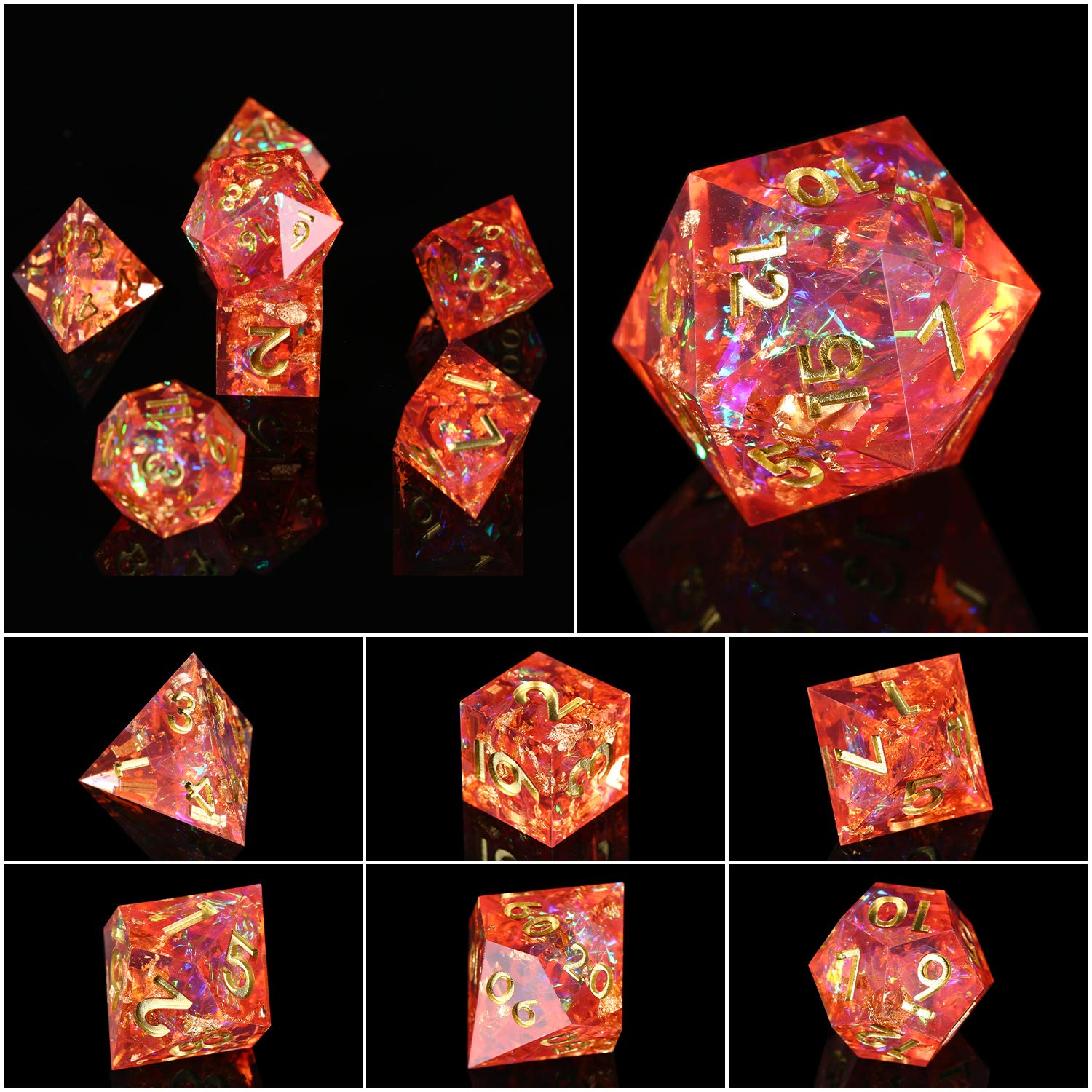 Dados Dados fijados a Mano Resina a Mano Dados poliédricos Conjunto de Borde Afilado for RPG Juegos de Mesa de Juego Dado Gigante(Citrine)