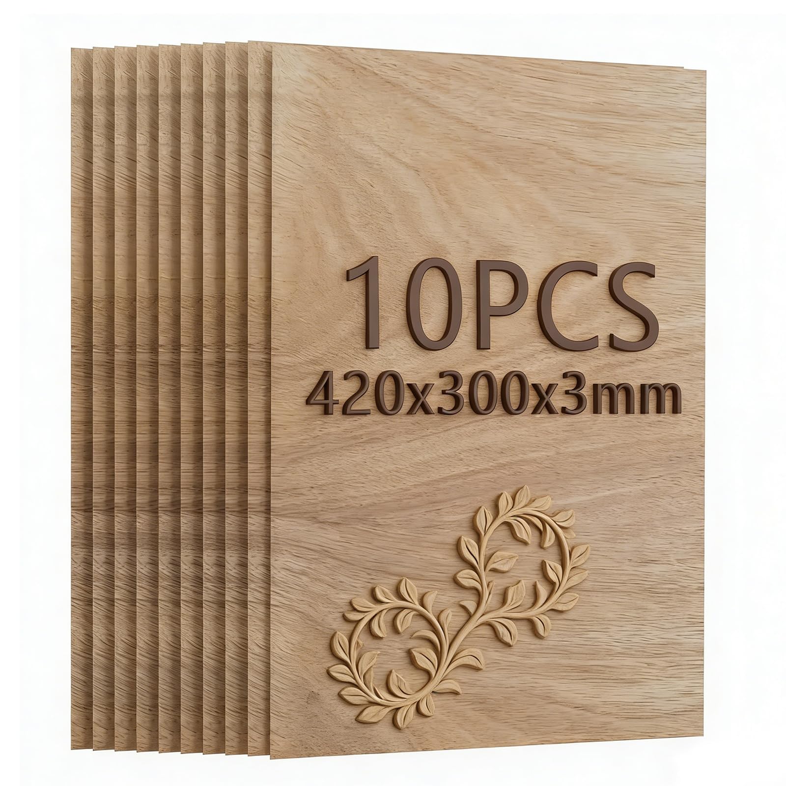 ATOMSTACK Pack of 10 3 mm A3 (420 x 300 mm) Black Walnut Veneer Plywood Laser Engraving Wood Plate, Thickness Tolerance +/- 0.2 mm (Black Walnut)