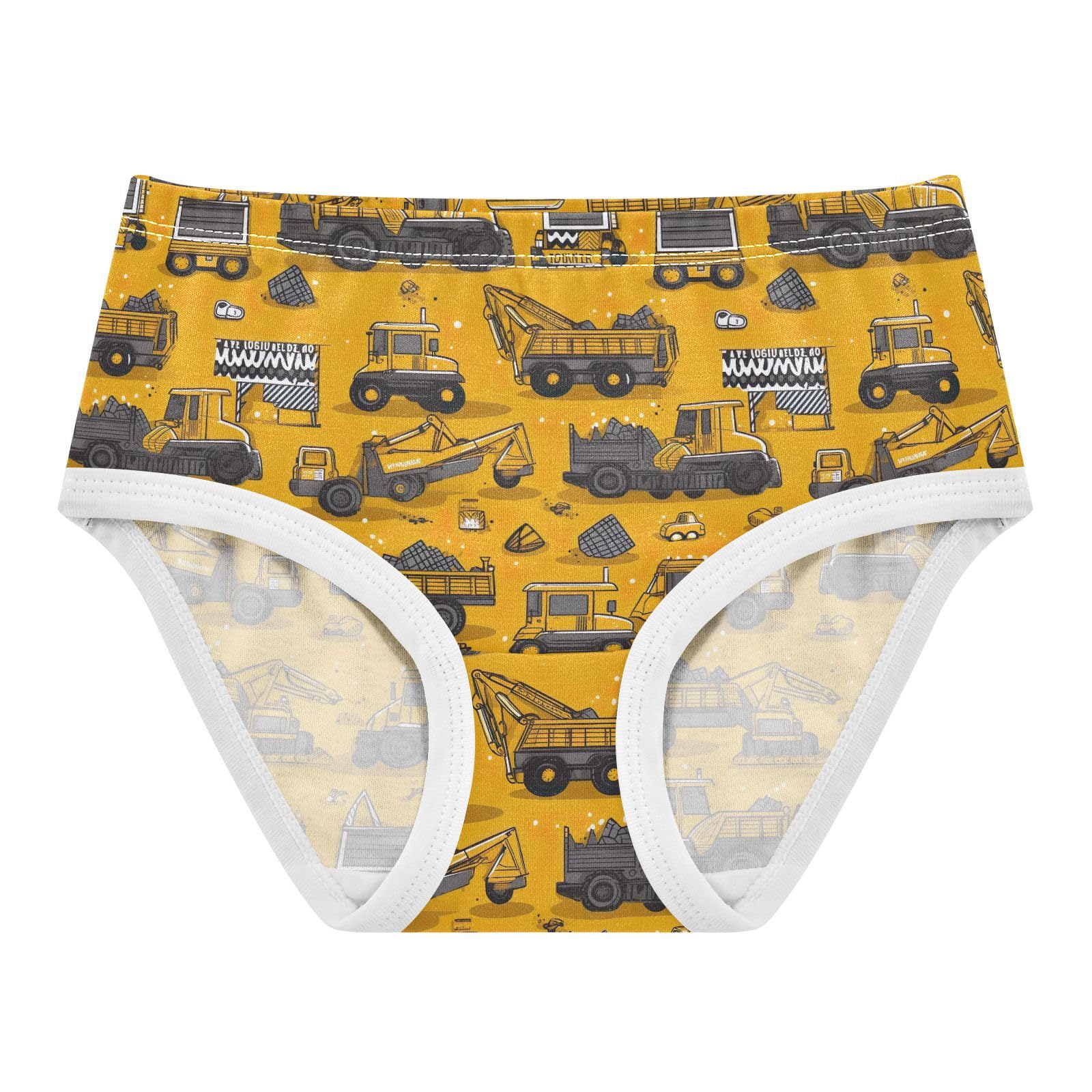 Cute Construction Vehicles Yellow Toddler Girlss Underwear 2T 202a3241