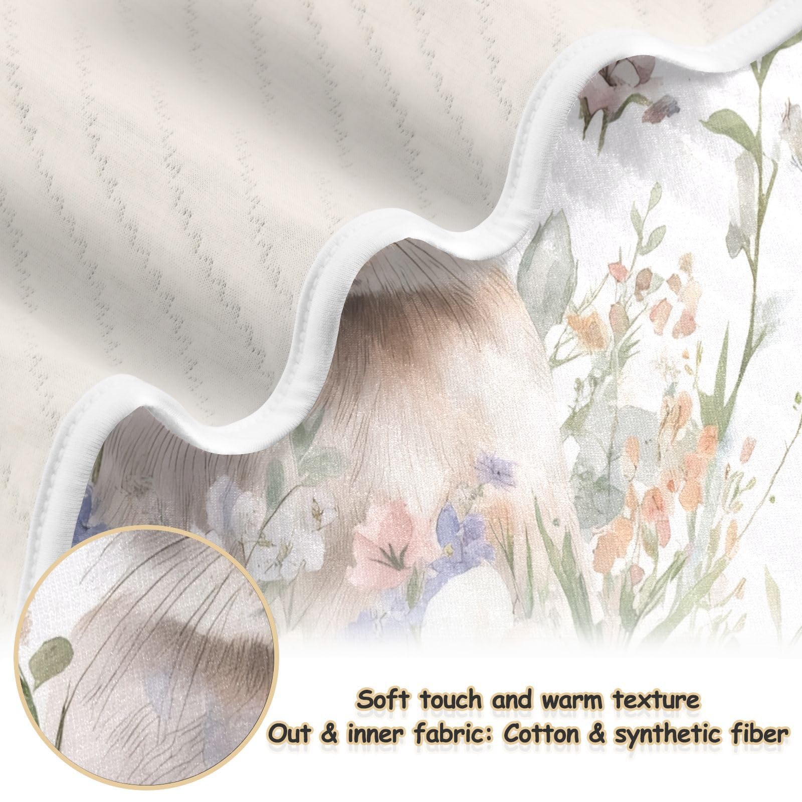Burbuja Watercolor Bunny Flowers Baby Blanket for Boys Girls, Nursery Soft Warm Swaddling Receiving Baby Blankets, 30x40 in Toddler Blanket