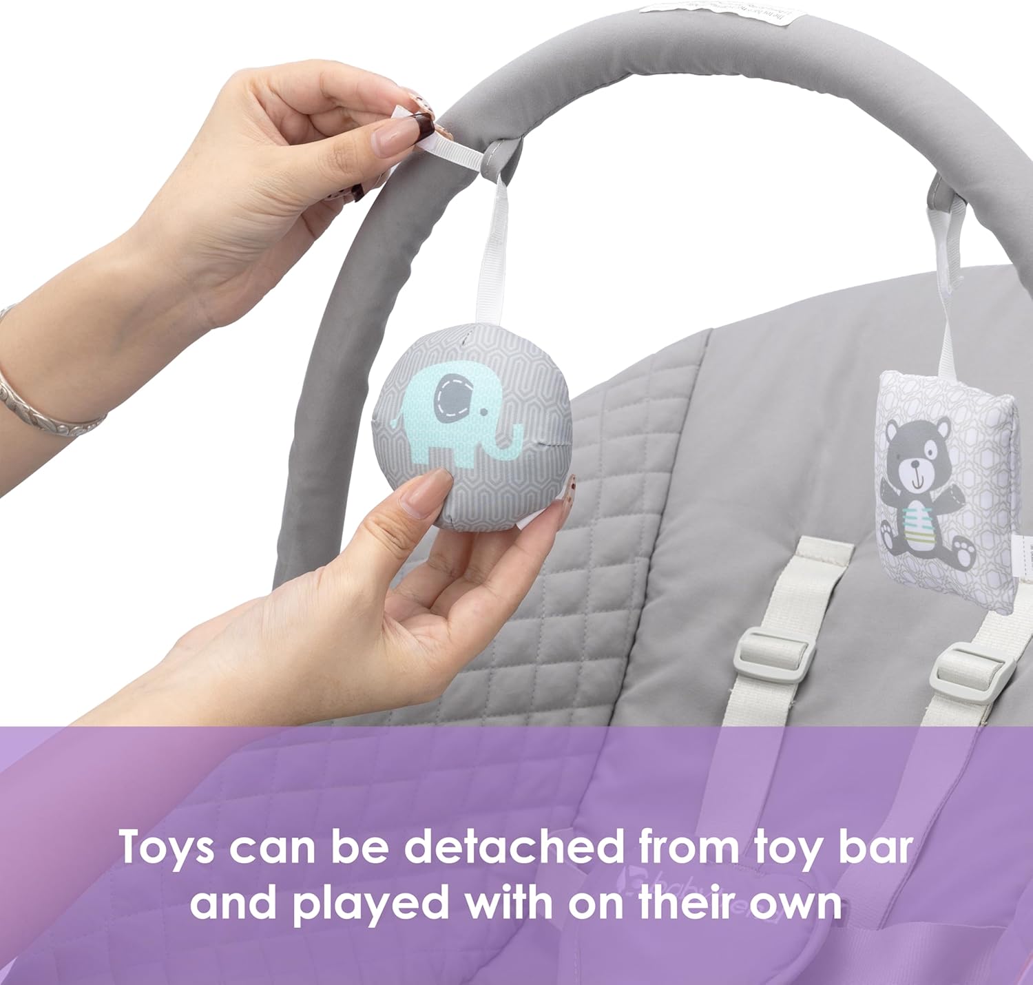 Baby Trend Sit N’ Sway Portable Swing – 3 Sway Speeds, 8 Melodies, Plug‑in or Battery Use, Remote Control, 5‑Point Harness, Removable Headrest & Toy Bar – Dash Grey