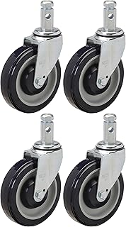 5" Caster Set of 4 Swivels for Bun and Sheet Pan Racks with Heavy Duty Polyurethane Wheels
