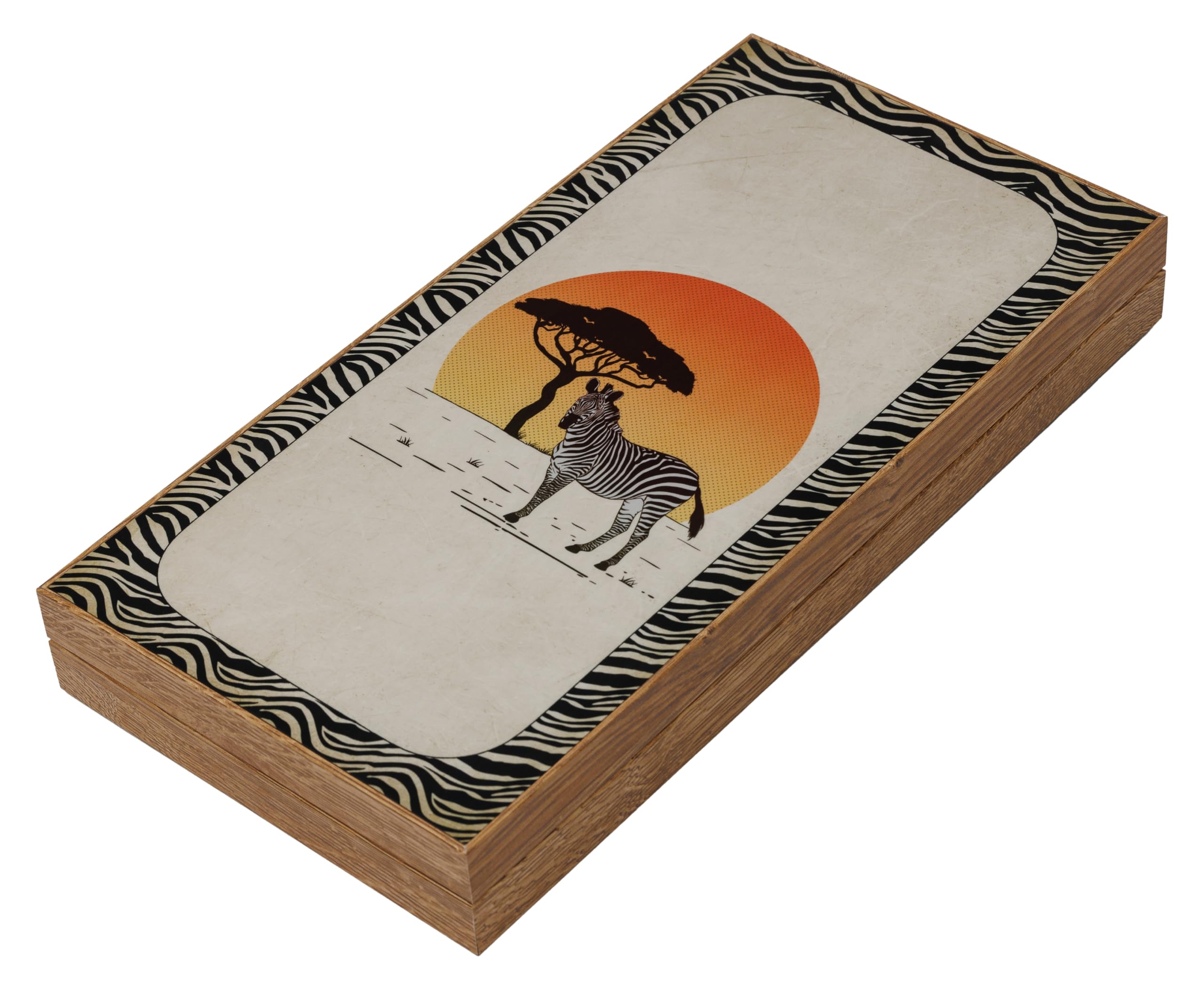 Zebra Illusions Design Backgammon Gioco da tavolo 48 centimetri in legno con pietre da gioco in acrilico amici e adulti