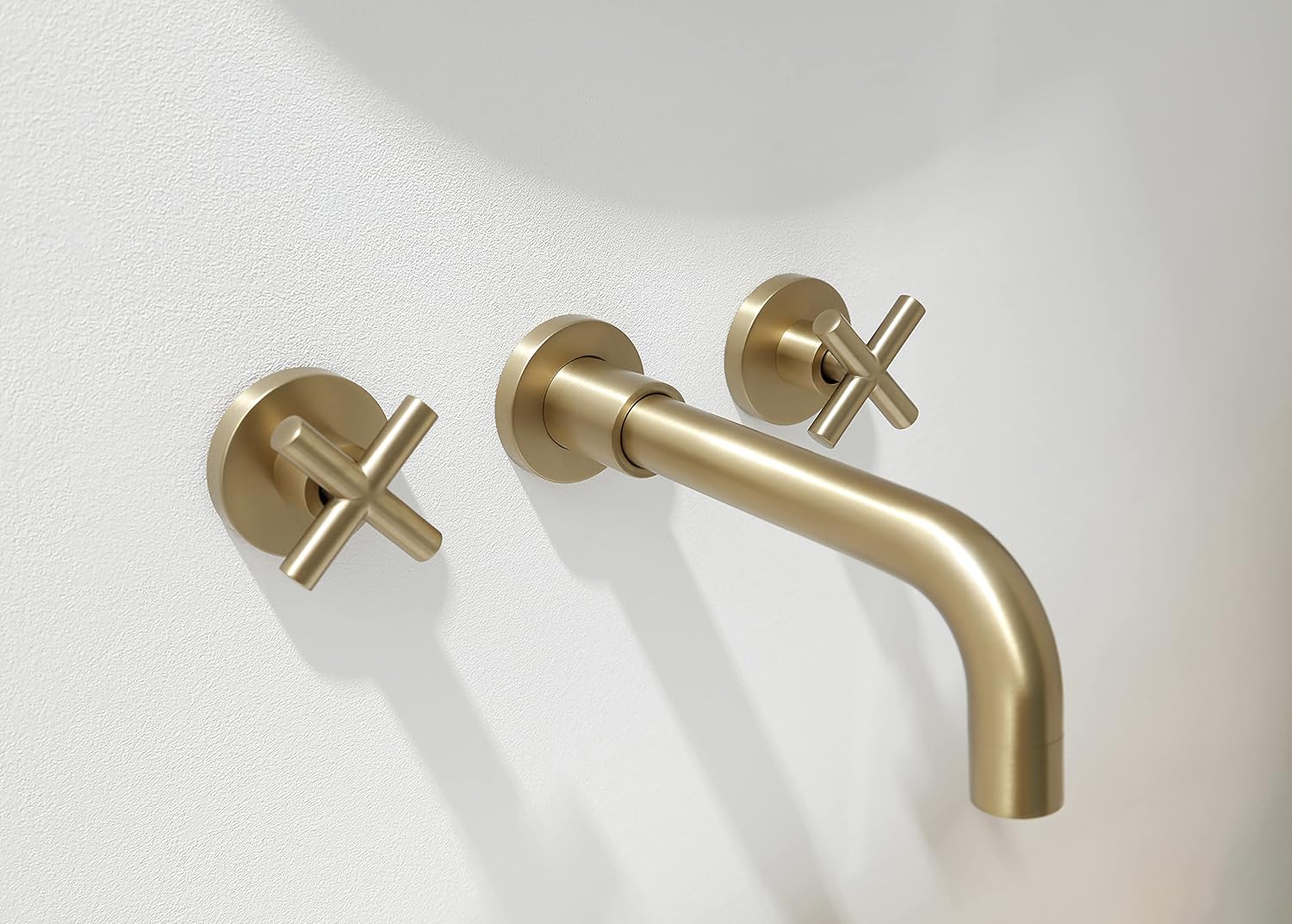 SITGES Gold Bathroom Faucet, Double Handle Wall Mount Bathroom Sink Faucet and Rough in Valve Included (Gold)