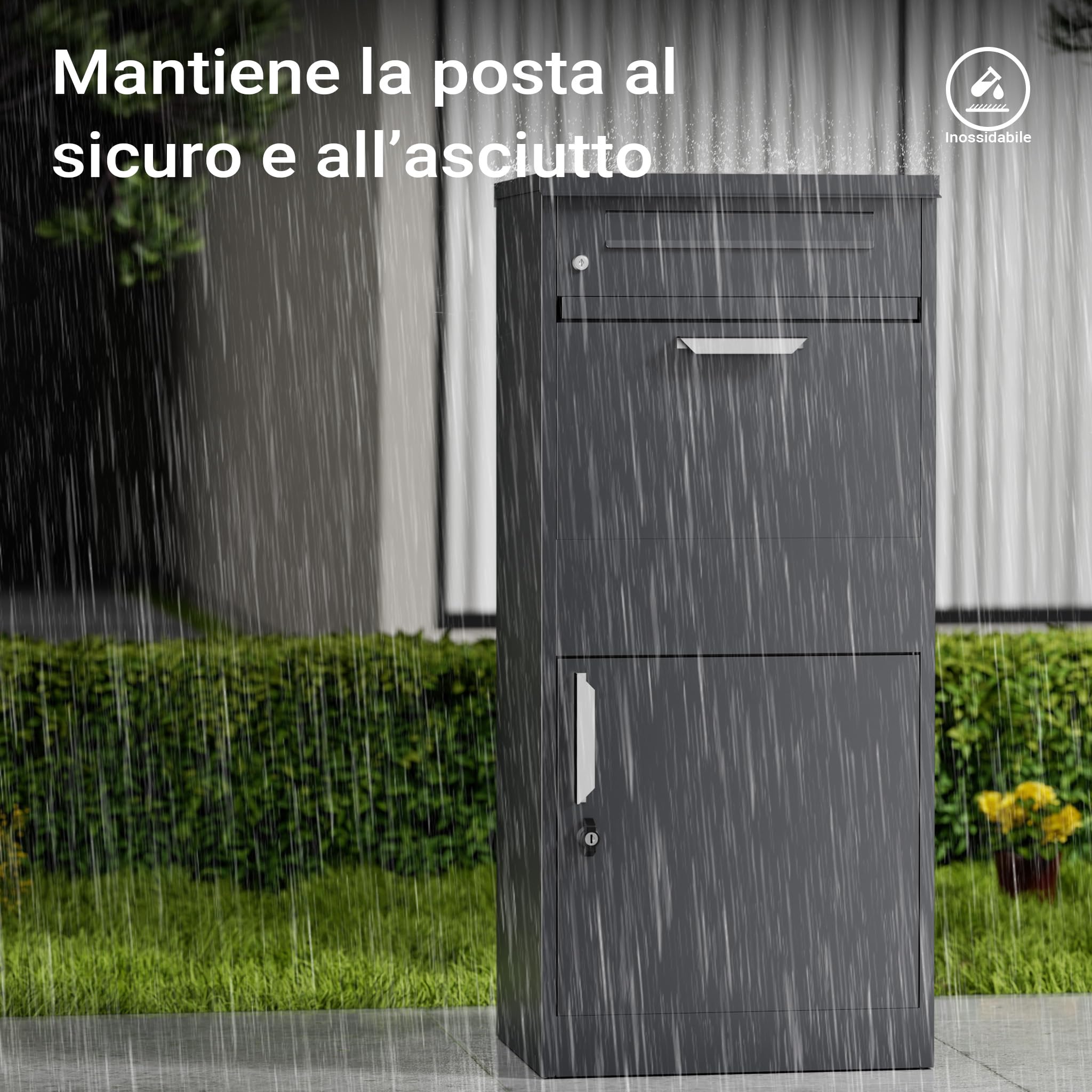 Cassetta postale per pacchi antracite 500 x 370 x 1120 mm Portapacchi con serratura