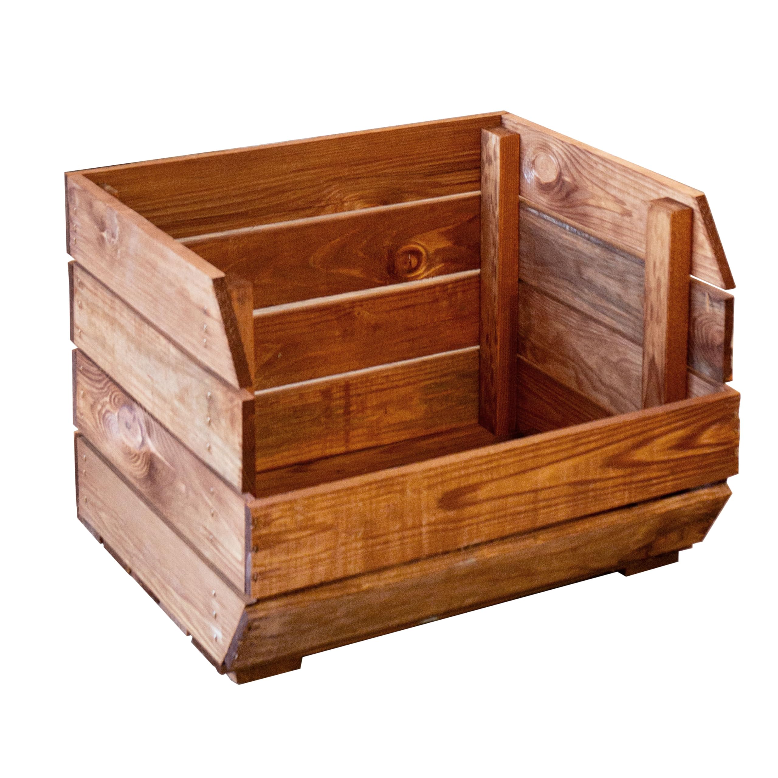 Kistenkolli Altes Land Regalkiste Olaf Kartoffelsteige 40x33x30 cm Gemüsekiste Obsthorde Gemüsekorb Obstschale Weinkiste Obstkiste Apfelkiste Holzkiste Küchenregal (3er Set Ocker)