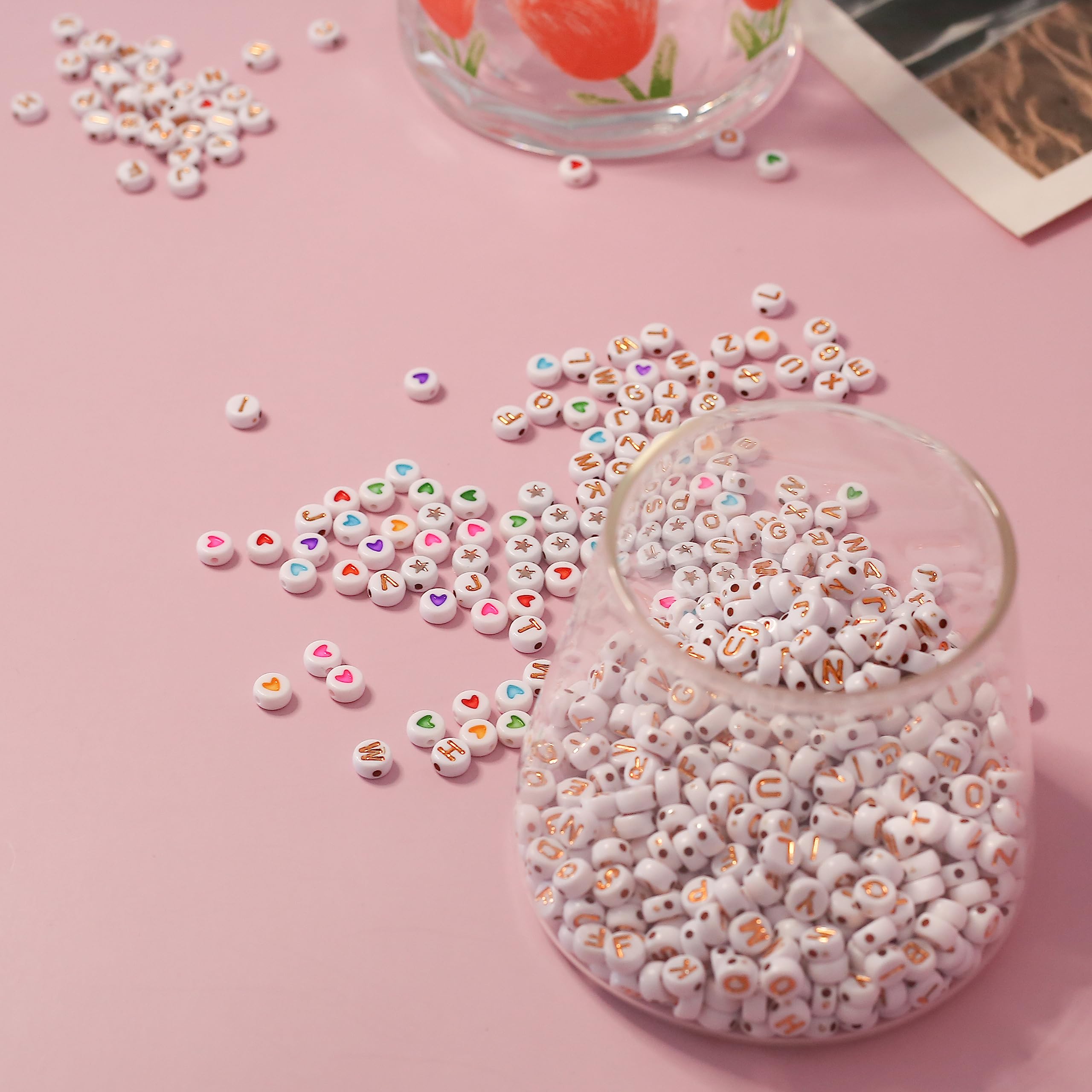 Amazon.co.jp: HERZWILD 1400個 ラウンドゴールドレタービーズ