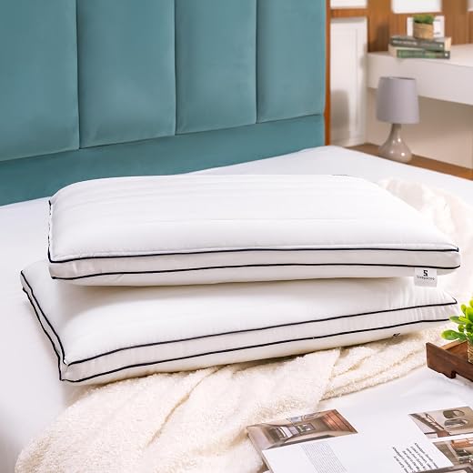 Sleepstore Granules Slim Pillow, Pack of 2, 18x27 Inch | Shredluxe™ Fill- Blend of Memory Foam &amp; Premium Fibre | Perfect f...