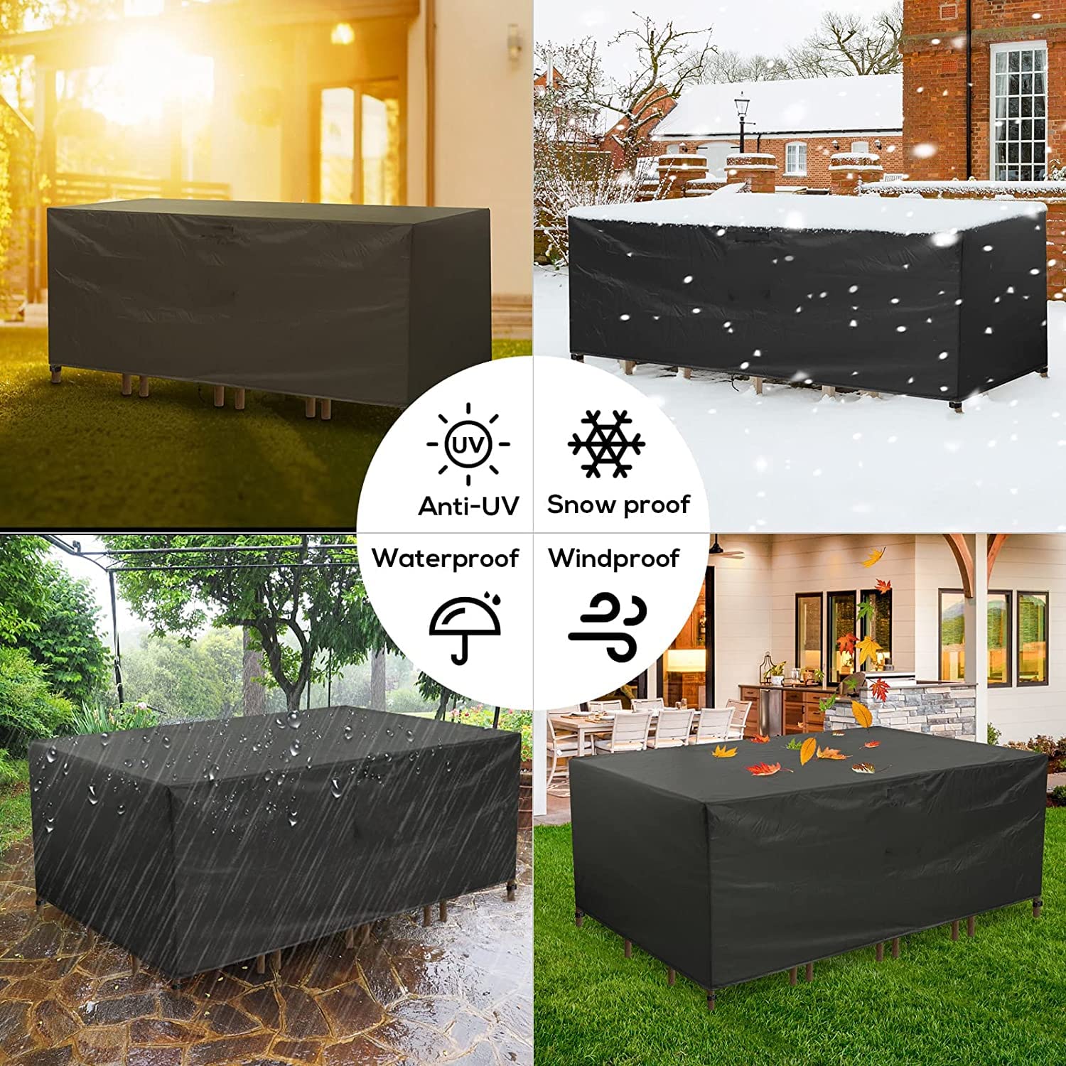 Gartenmöbel Abdeckung Wasserdicht Multi Größe Abdeckplane Gartenmöbel 600D Schutzhülle Gartenmöbel Terrasse Gartenmöbel Abdeckungen für Gartenmöbel Sets Tische und Stühle 220x70x90cm