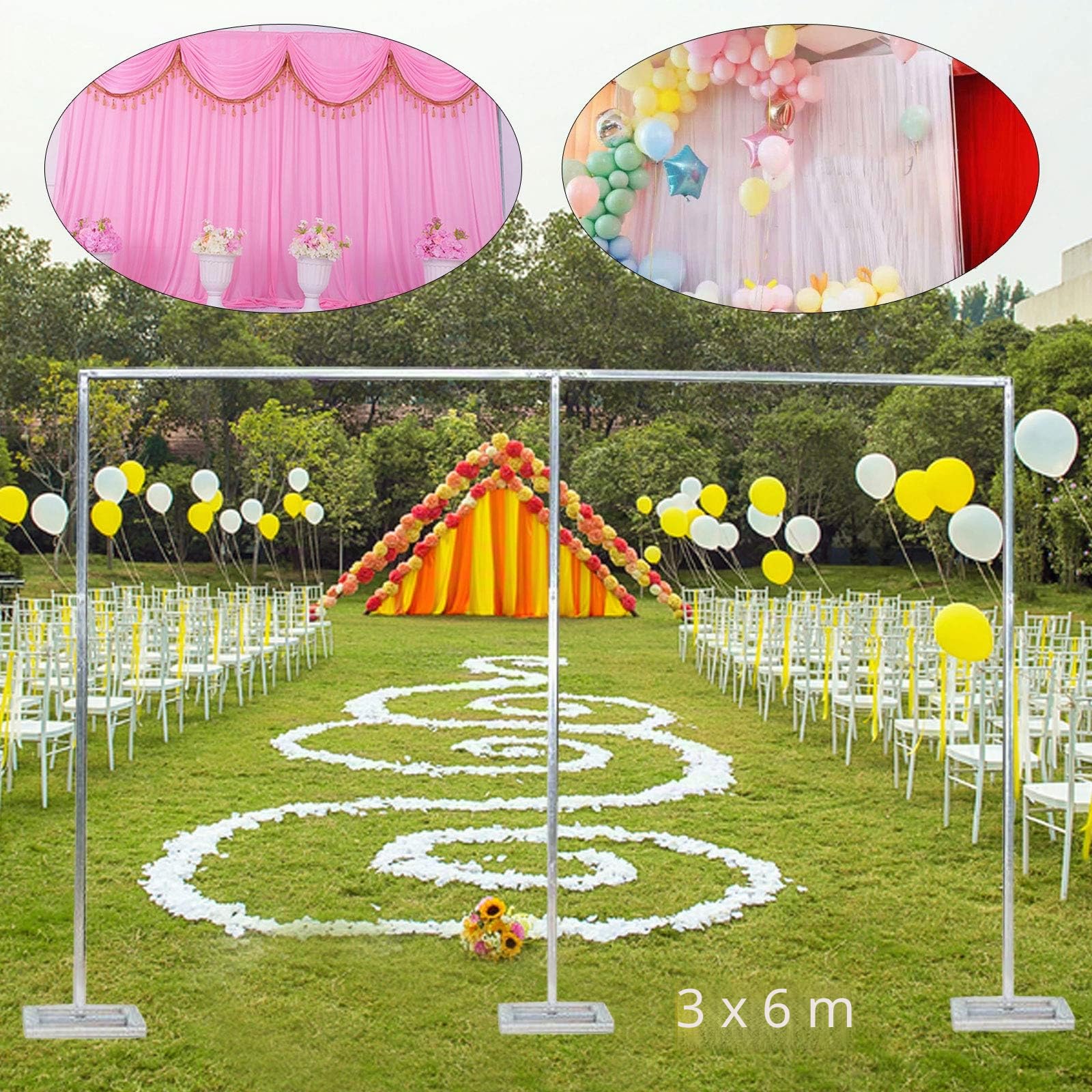Hochzeitsbogen Hochzeitshalterung Hintergrund Edelstahl Quadratisch Blumenrahmen Background Geburtstag Fotografie Stage Party Dekor Gold 3x6m