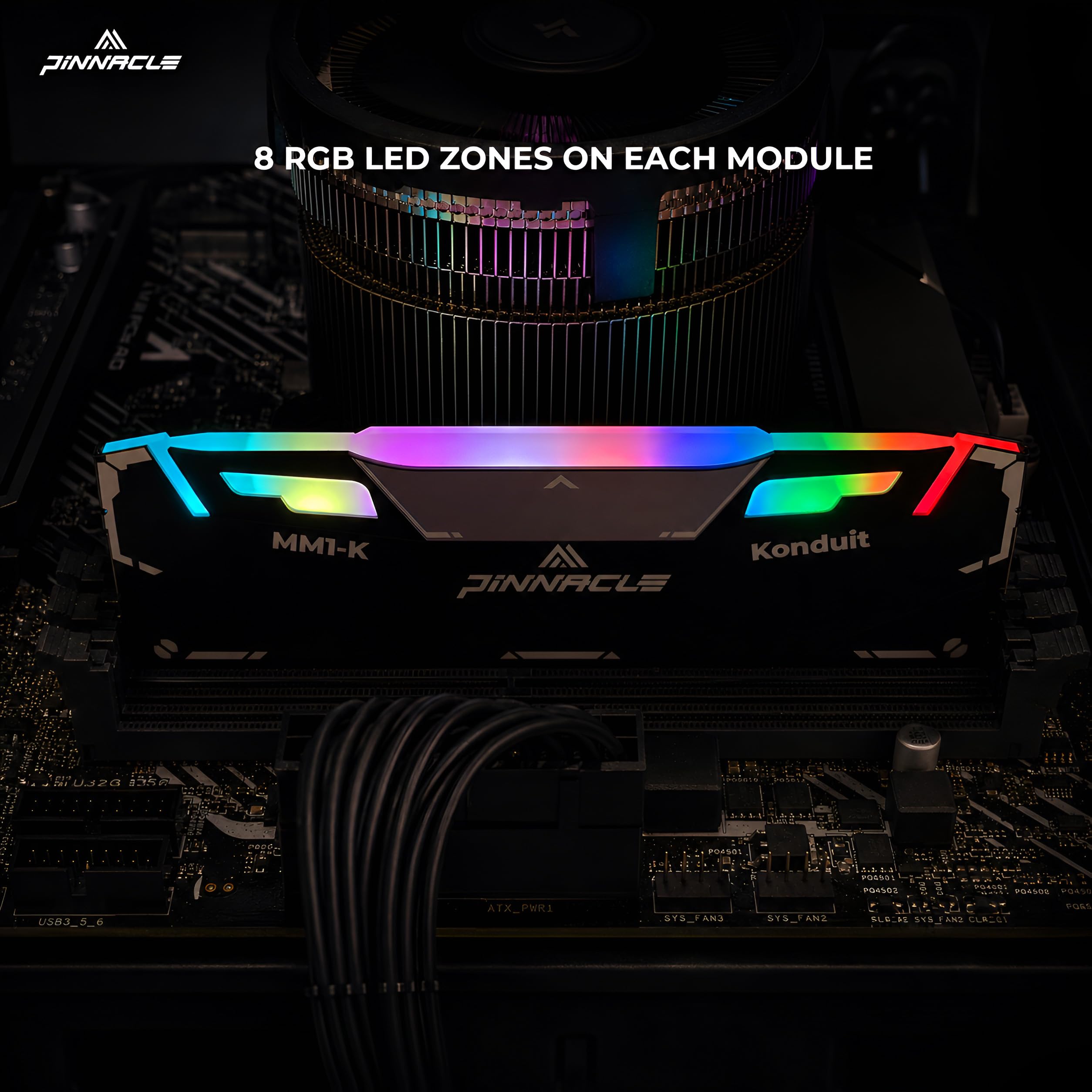 Timetec Pinnacle Konduit RGB XMP2.0 Overclocking 1.35V Compatible pour AMD et Intel Module de mémoire pour Ordinateur de Bureau de Jeu RAM - Noir (3200MHz 16GB)