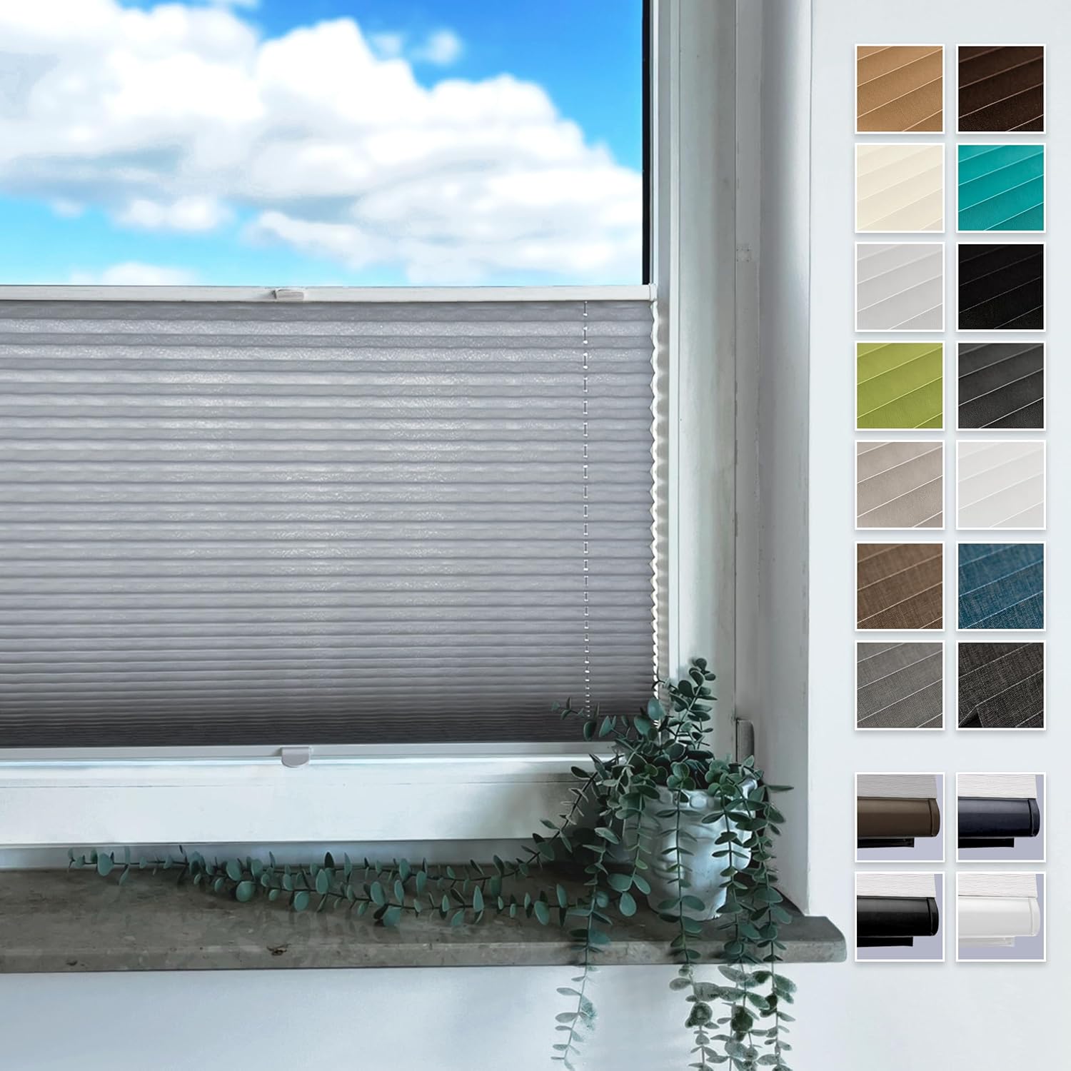 Amazon.de Rollmayer Plissee nach maß, Plissee zum Kleben, 14 Farben, 3