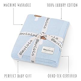 Bleu La La Mushroom Baby Blanket for Boys 100% Cotton Buttery Soft Cozy Receiving Swaddle Crib Stroller Blanket for Shower Gift Registry for Newborns, Infants, Toddlers (Mushroom - Blue)